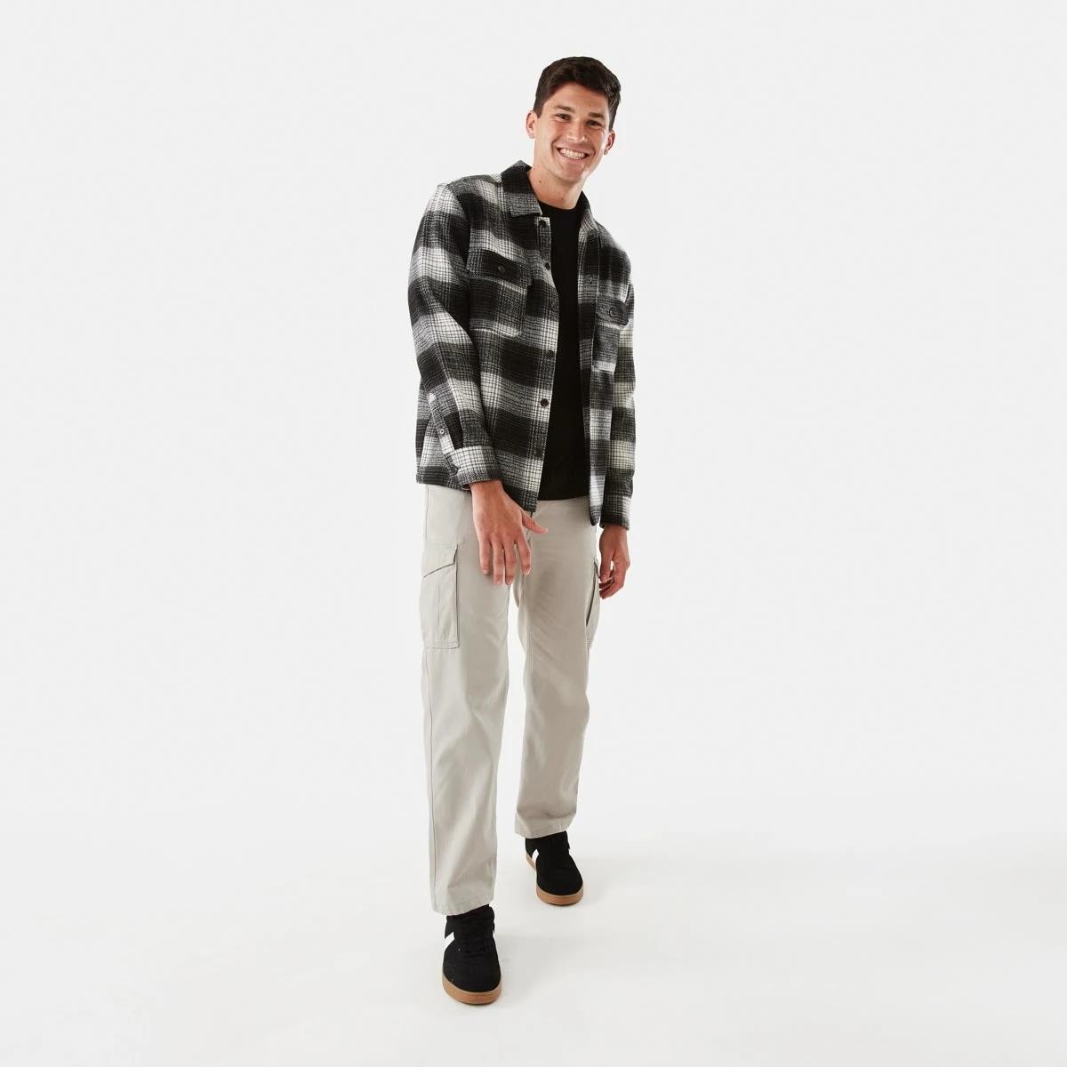 2 Long Sleeve Check Overshirt Blk Check, 2 of 8