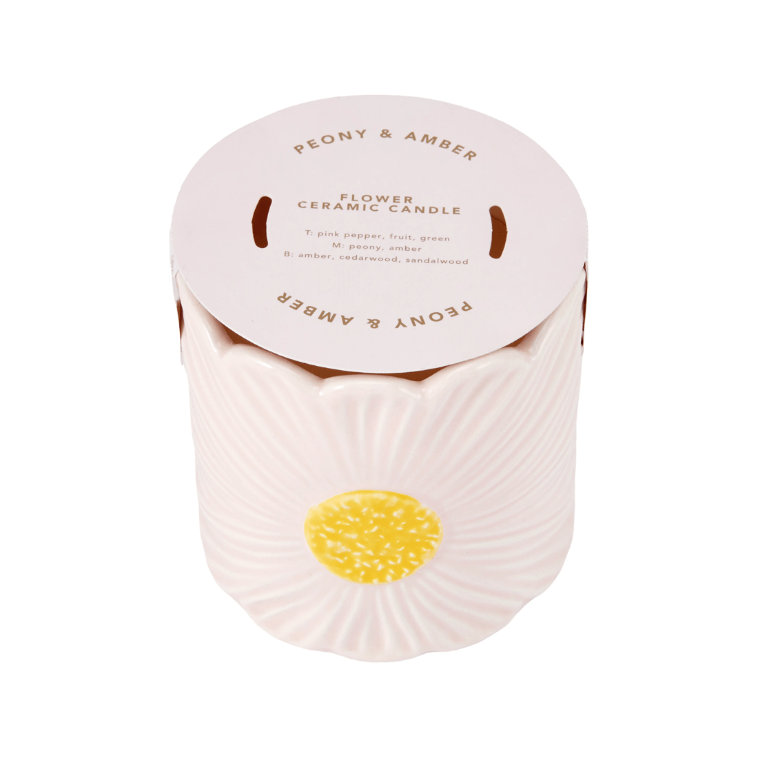 4 Peony and Amber Flower Ceramic Candle, 4 of 5