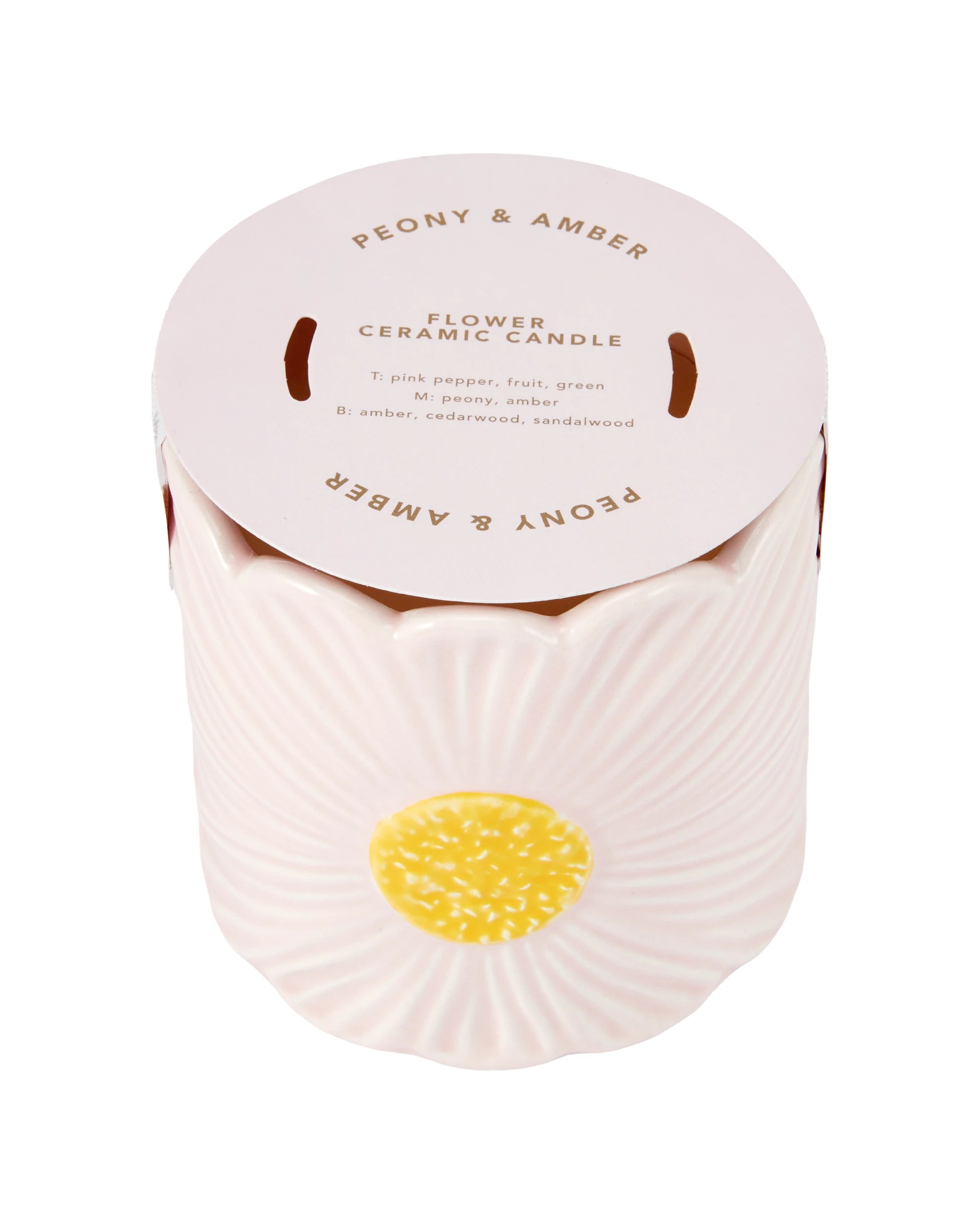 4 Peony and Amber Flower Ceramic Candle, 4 of 5