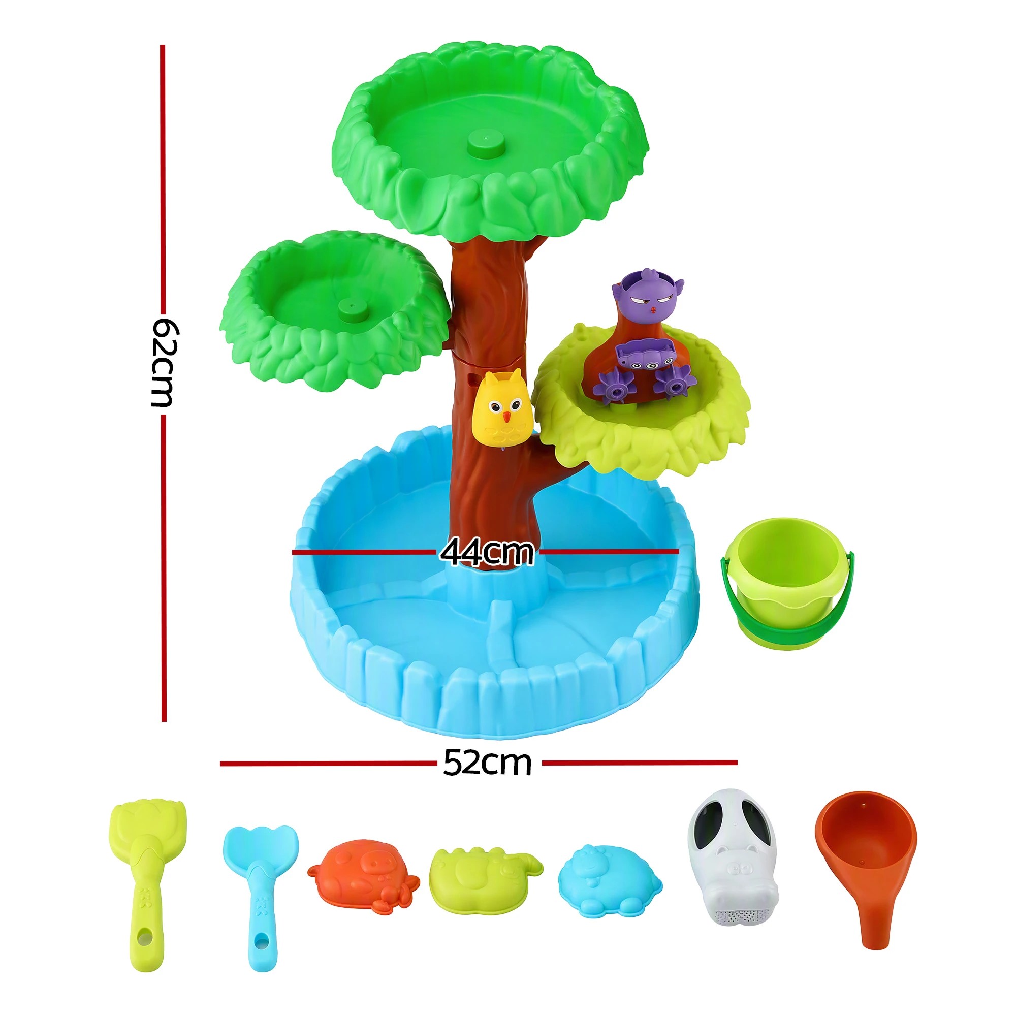 2 Keezi Tree Water Table Kids Sandpit Toys Set with Waterfall Water Wheel Molds for Sand Snow Play 52cmx62cm - Multi, 2 of 8