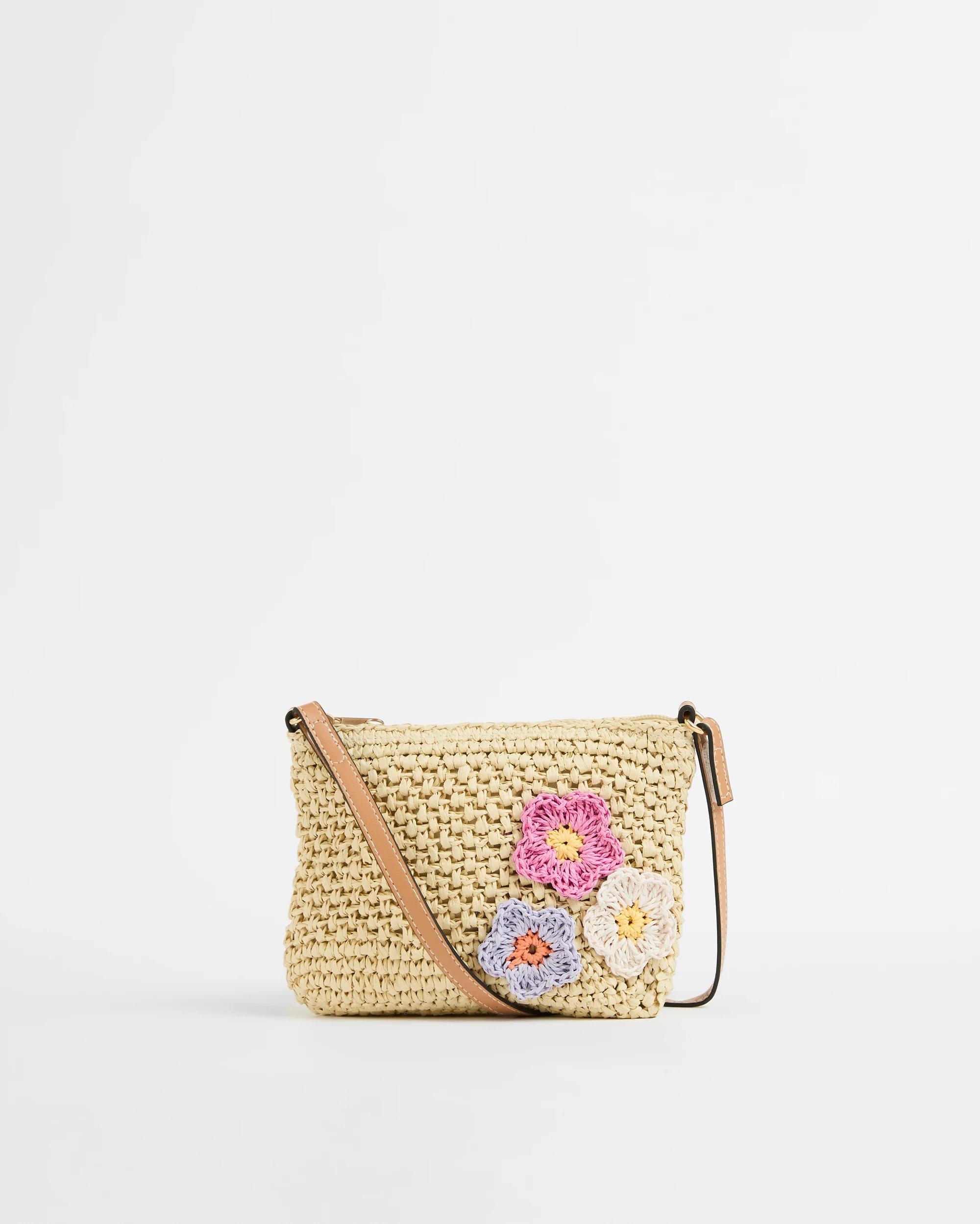 1 Target Kids Crochet Flowers Crossbody Bag NATURAL, 1 of 2