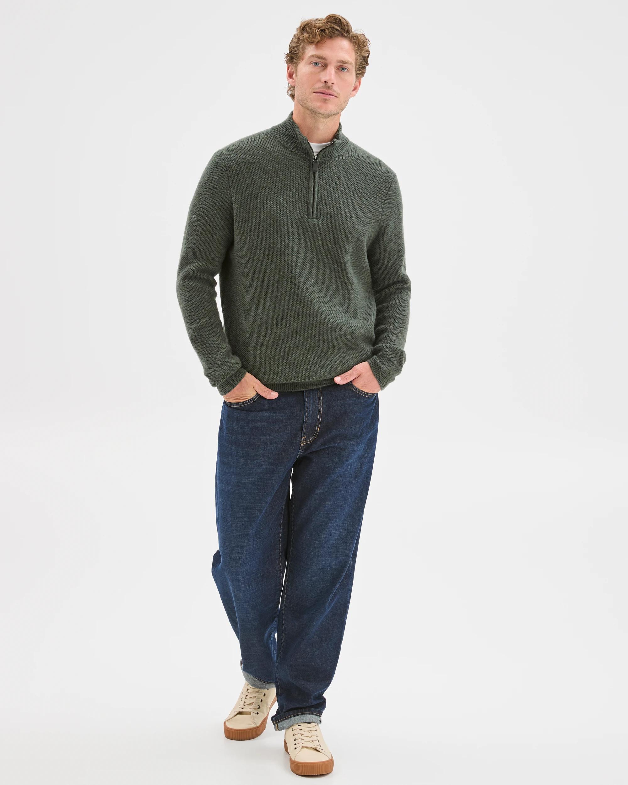 3 Target Man Lambswool 1/2 Zip Knit Jumper MOSS GREEN, 3 of 7
