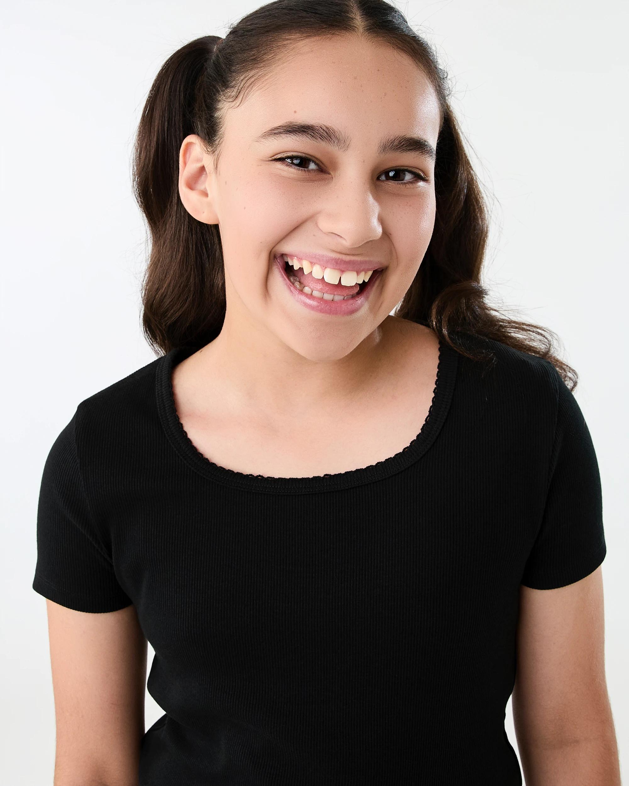 3 Short Sleeve Rib T-shirt Black, 3 of 6