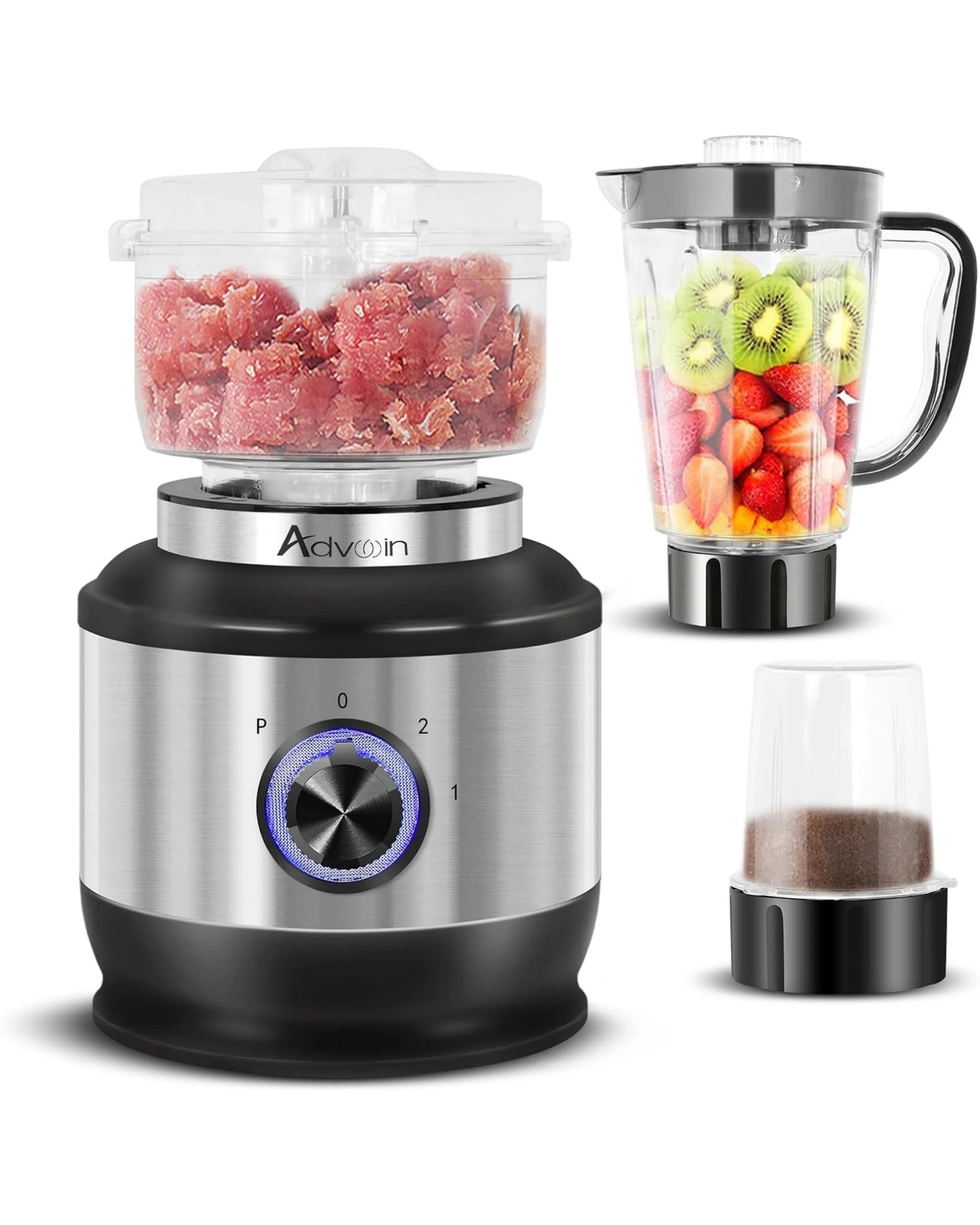 1 Advwin Multi Blender, 4 In 1 Food Processor, 600w Kitchen Electric Food Chopper, Juicer Meat Mixer Grinder, 1 of 5
