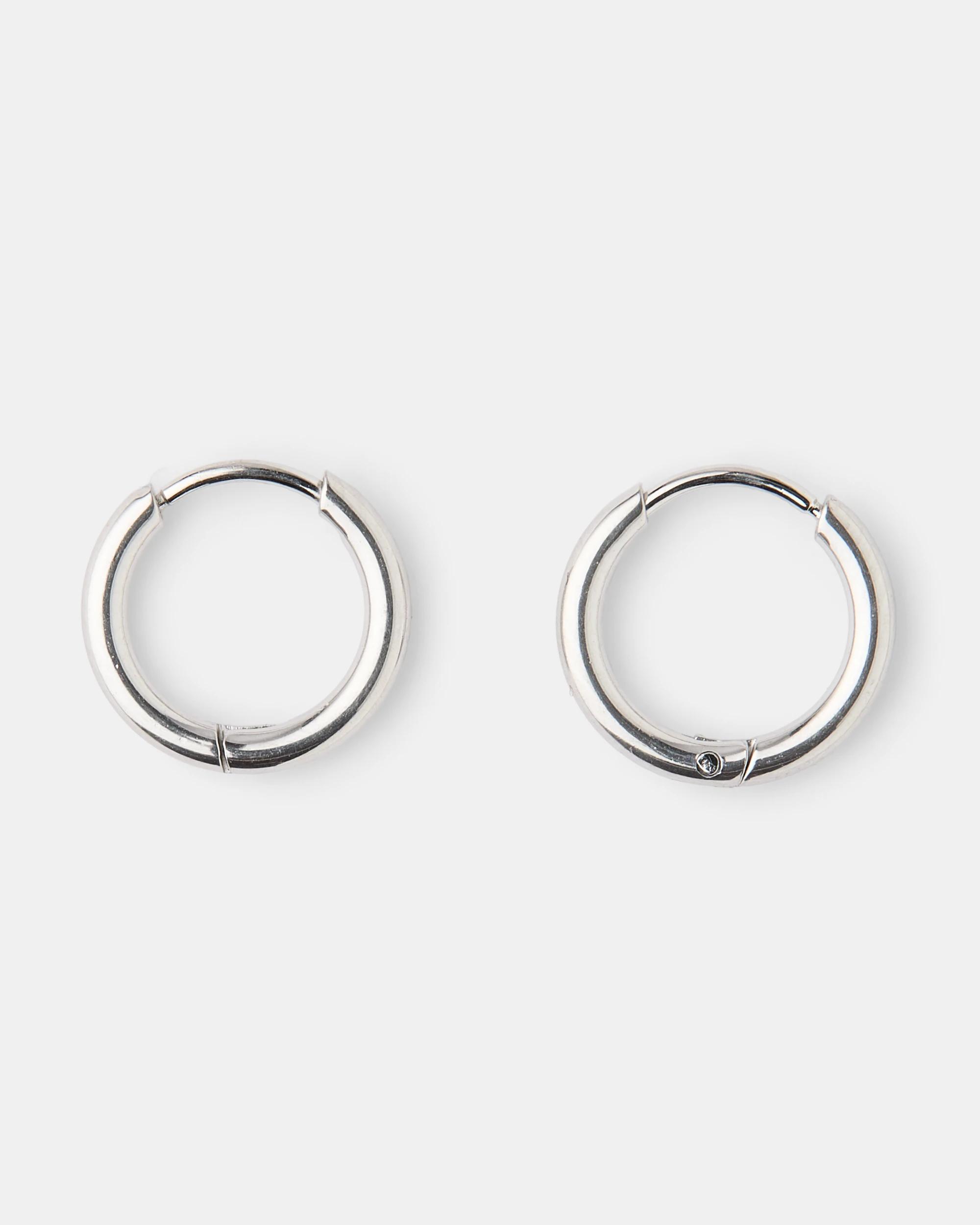 1 Waterproof Stainless Steel Hoop Earrings - Silver Tone Silver, 1 of 4
