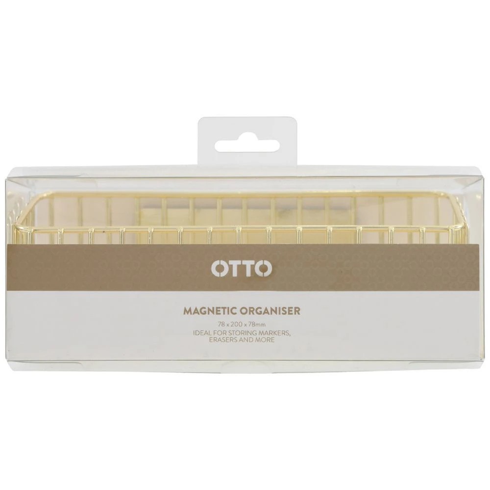 1 Otto Wide Magnetic Storage Basket Gold Wire, 1 of 4