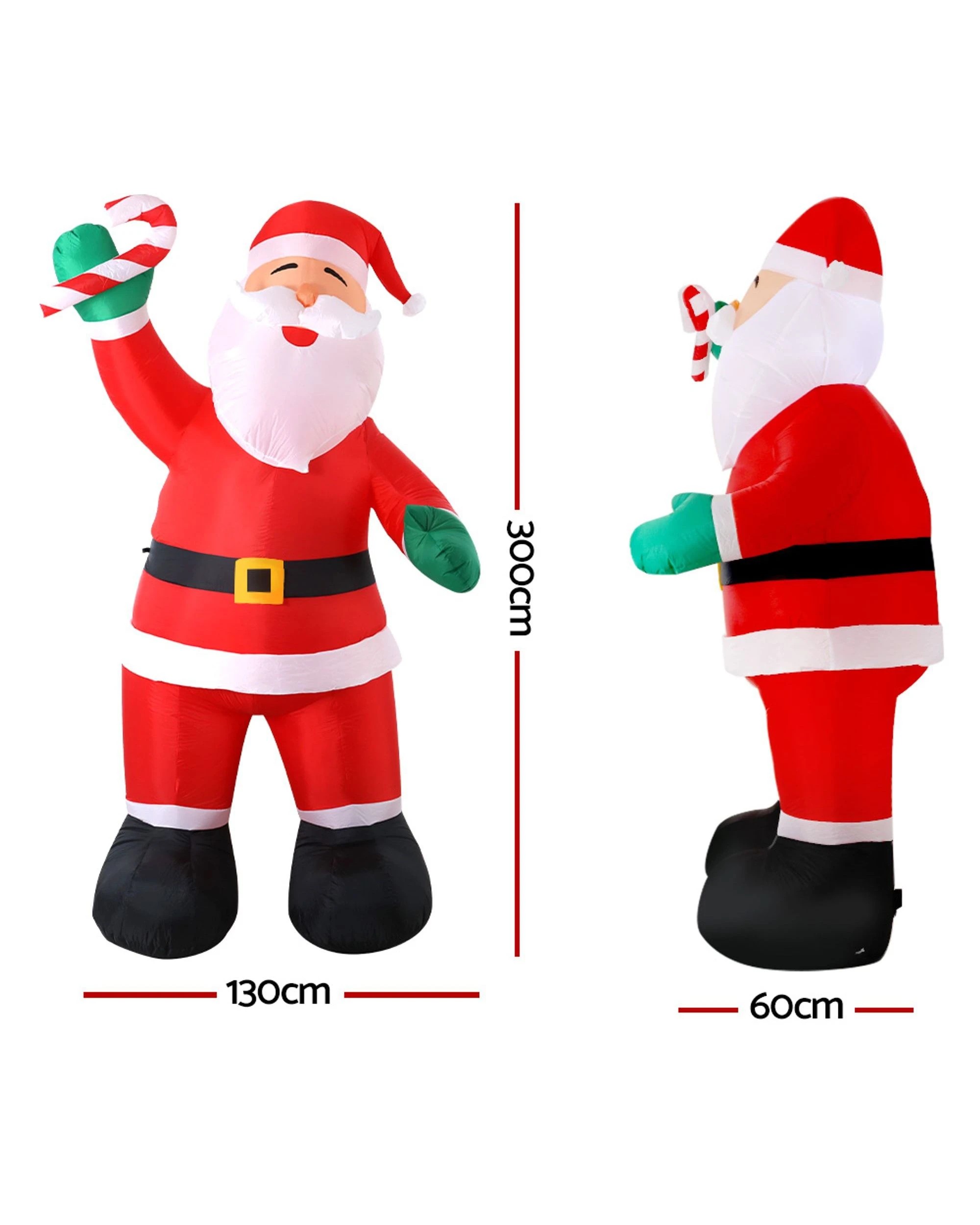 2 Jingle Jollys Christmas Inflatable Santa 3m Illuminated Decorations
 - Red, 2 of 3