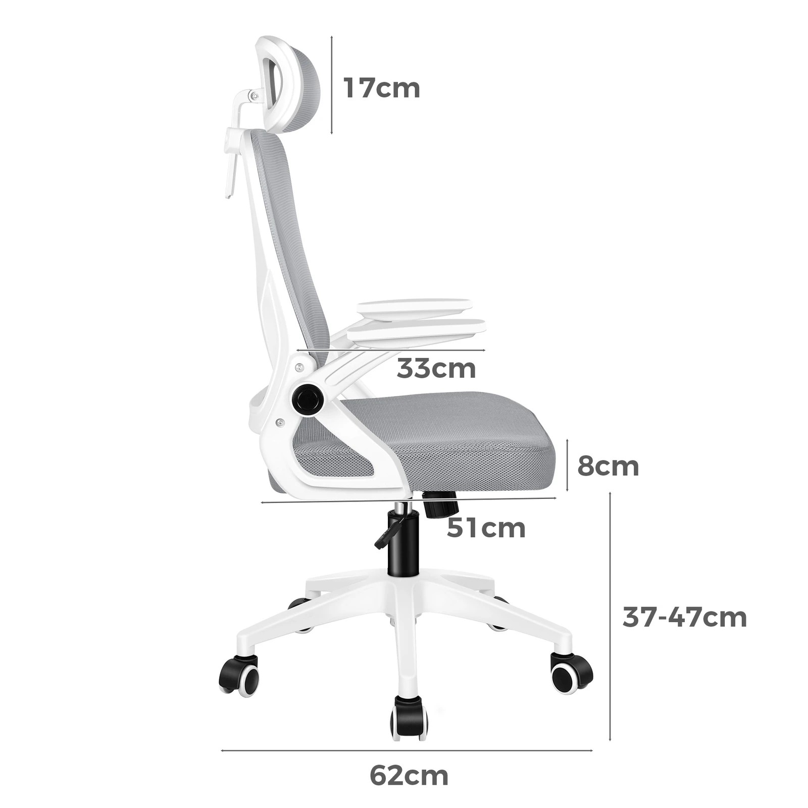6 Alfordson Mesh Office Chair Executive Fabric Seat Tilt Gaming Racing Computer - Grey, 6 of 10