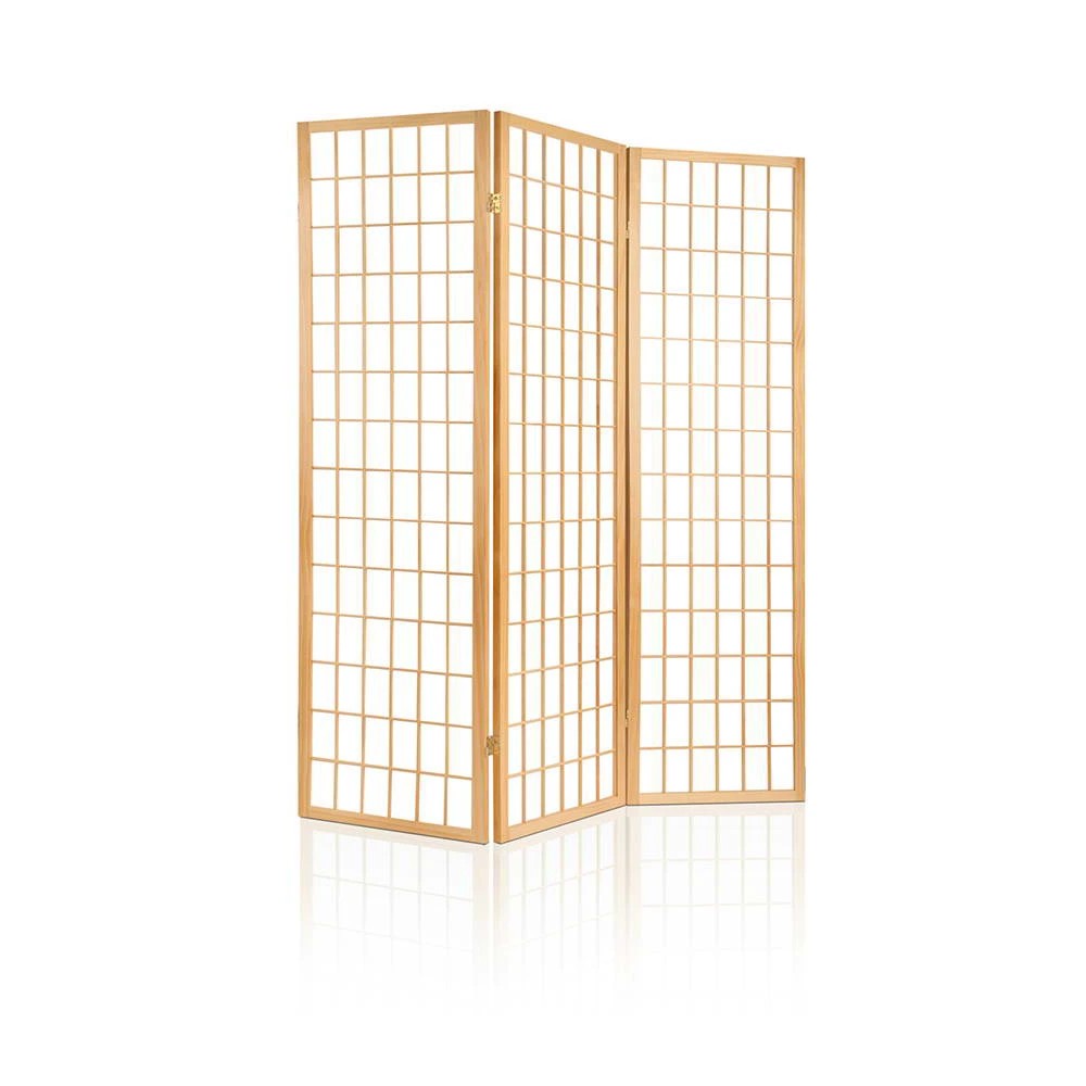 1 Artiss 3 Panel Room Divider Screen 131x179cm Natural - Natural, 1 of 8