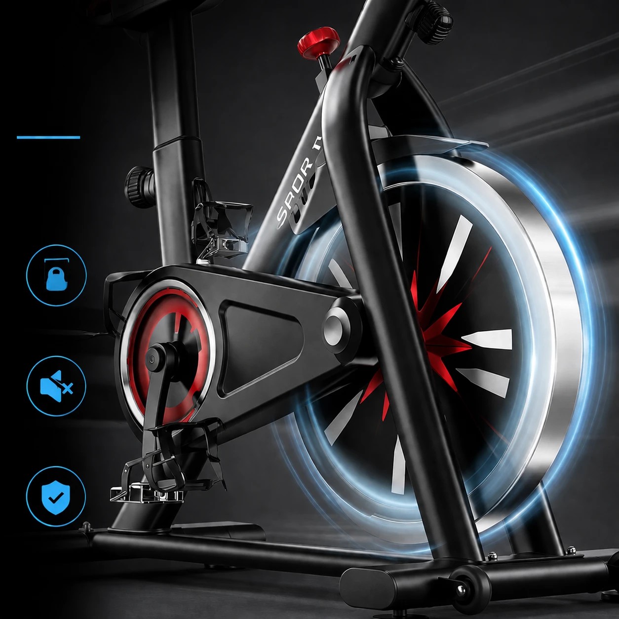 5 Fitness Master Exercise Spin Bike 8kg Flywheel Belt Drive Lcd Monitor Black Home Gym, 5 of 8