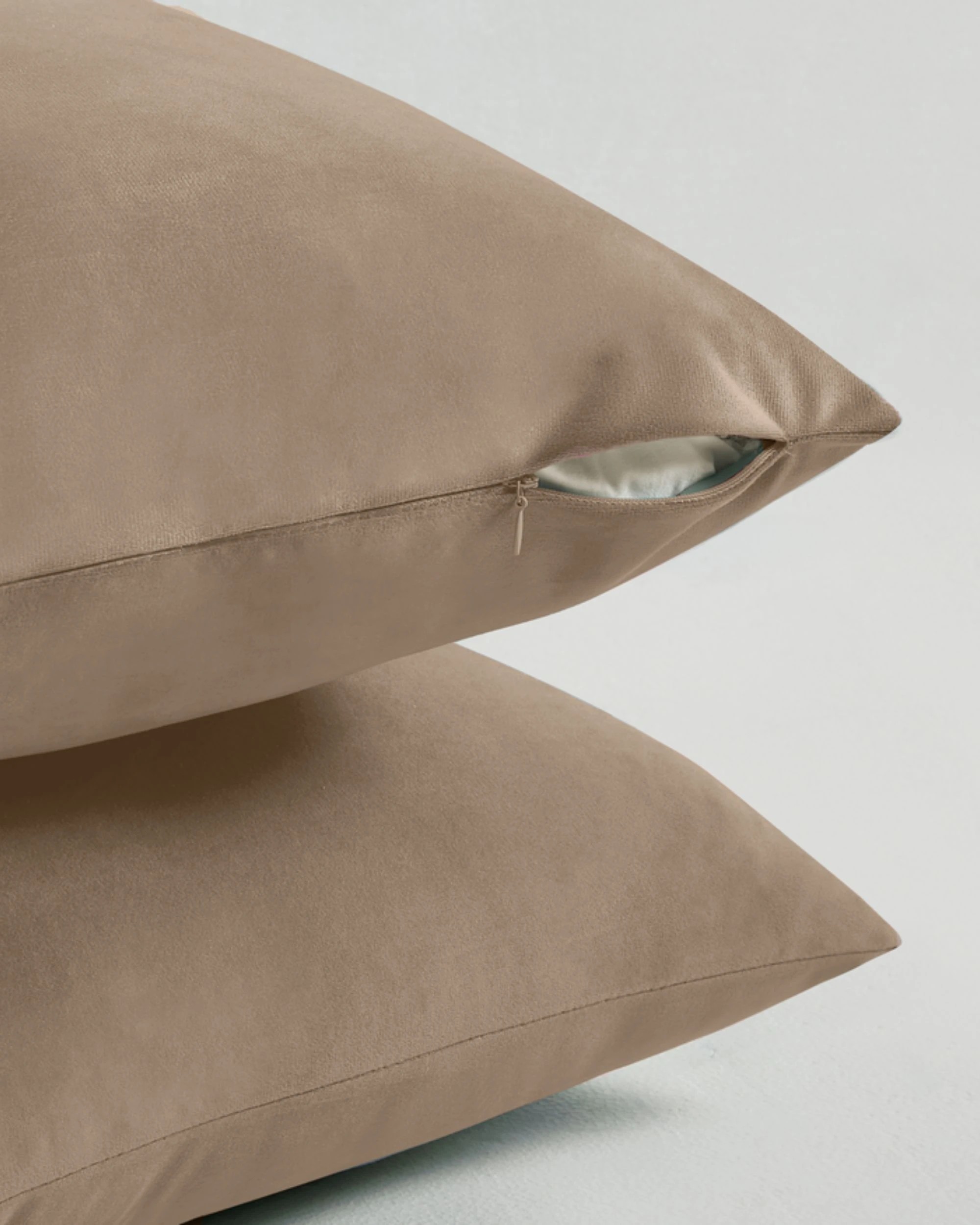 2 Gioia Casa 2-Pack Velvet European Pillowcases - Beige - 65x65cm, 2 of 2