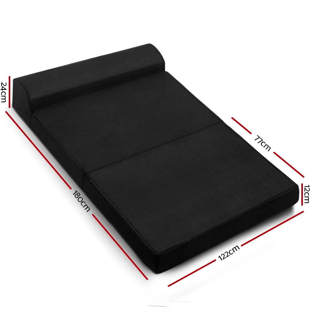 2 Giselle Bedding Foldable Mattress Folding Foam Bed Mat Double - Double Bed - Black, 2 of 8