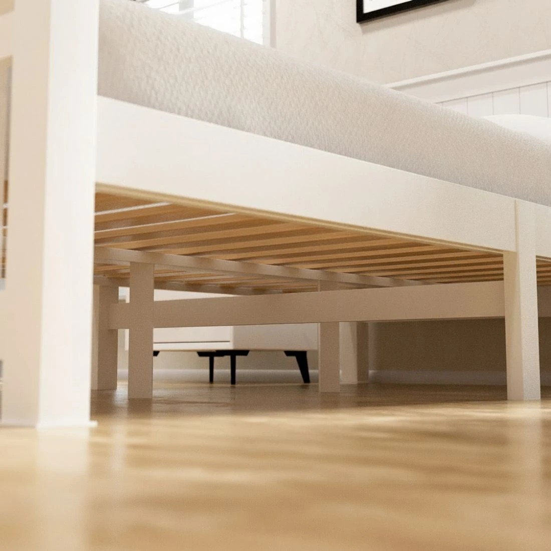 4 Artiss Bed Frame King Single Size Wooden Platform with 2 Storage Drawers  RIO - White, 4 of 8