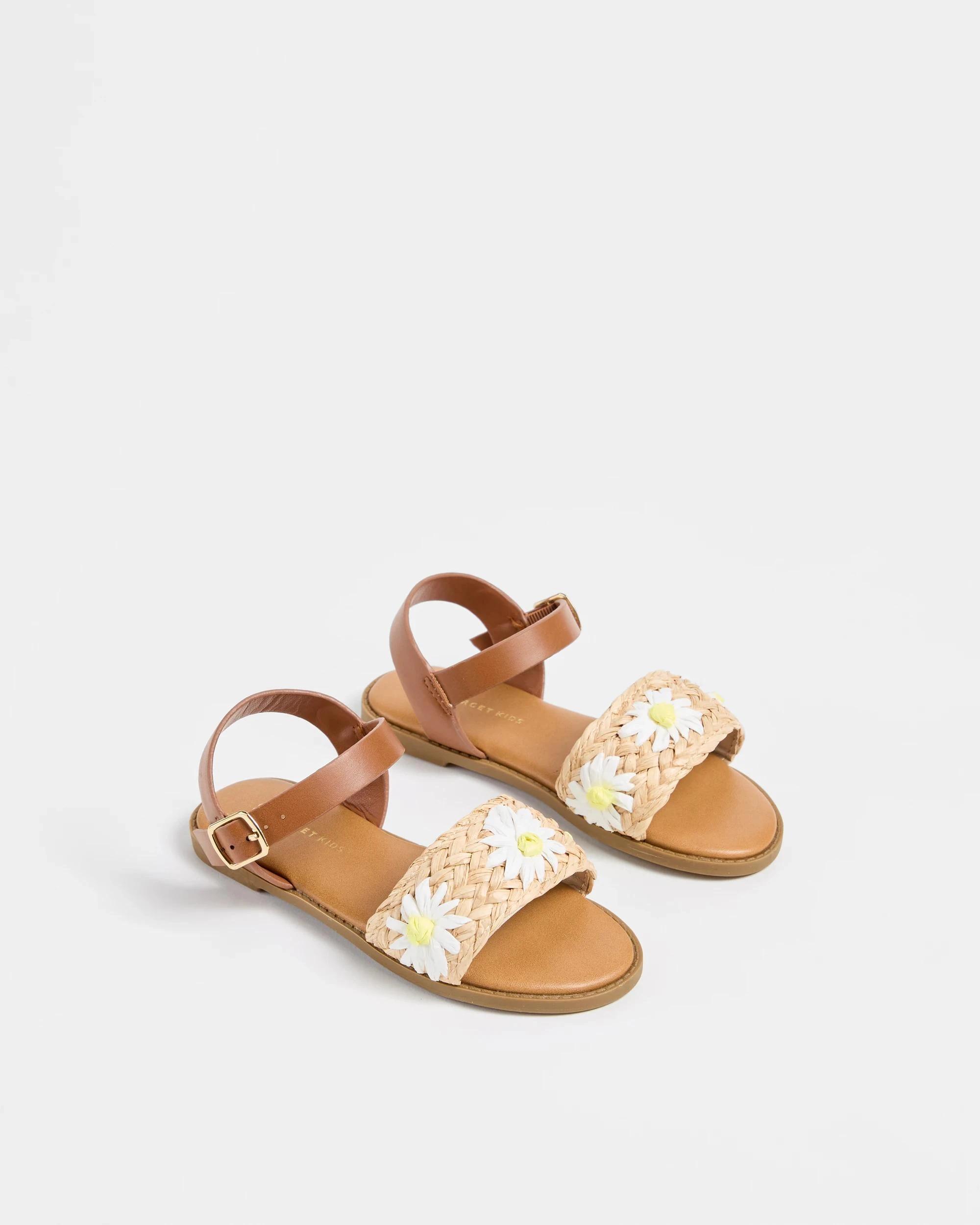 3 Target Kids Girls Junior Straw Daisy Sandal NEUTRAL, 3 of 3