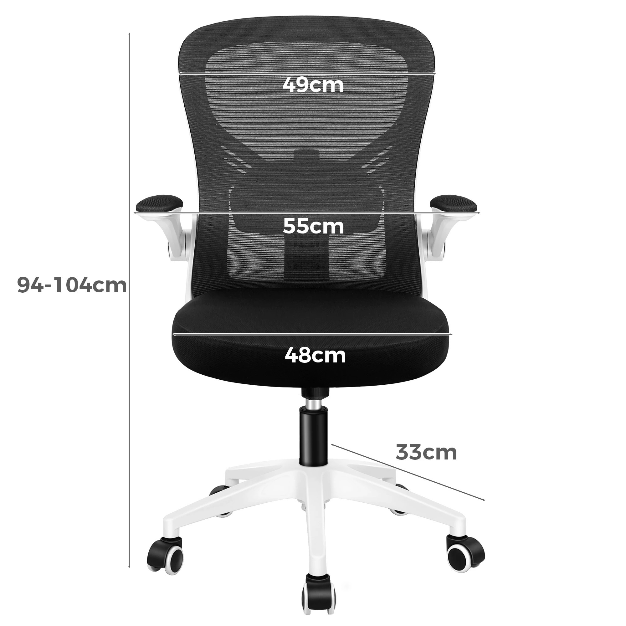 6 Alfordson Mesh Office Chair Executive Computer Tilt Fabric Seat Racing Work - White Black, 6 of 10