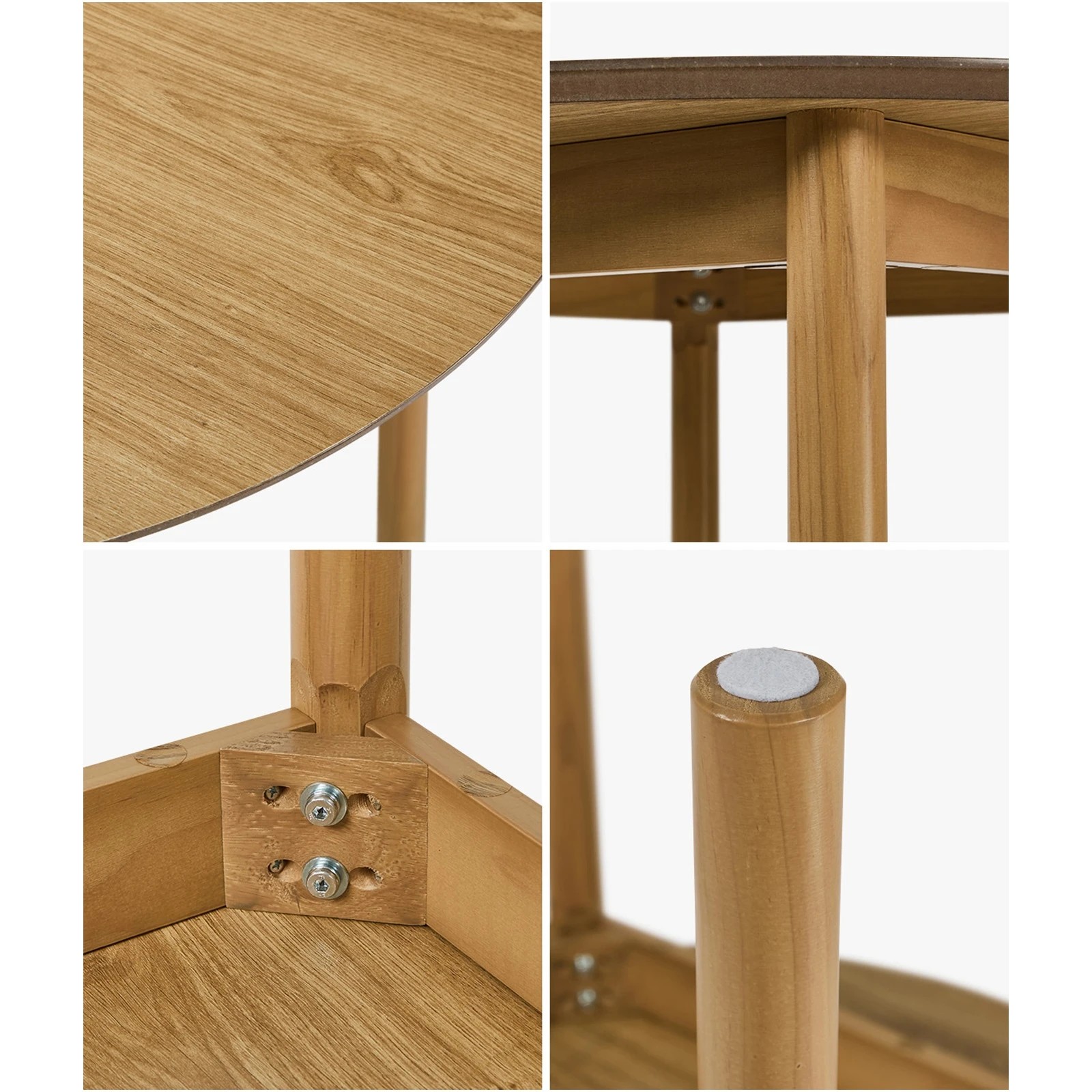 5 Oikiture Wooden Dining Table 100cm Round Table 4 Seater Pine Wood Legs - Natural, 5 of 9