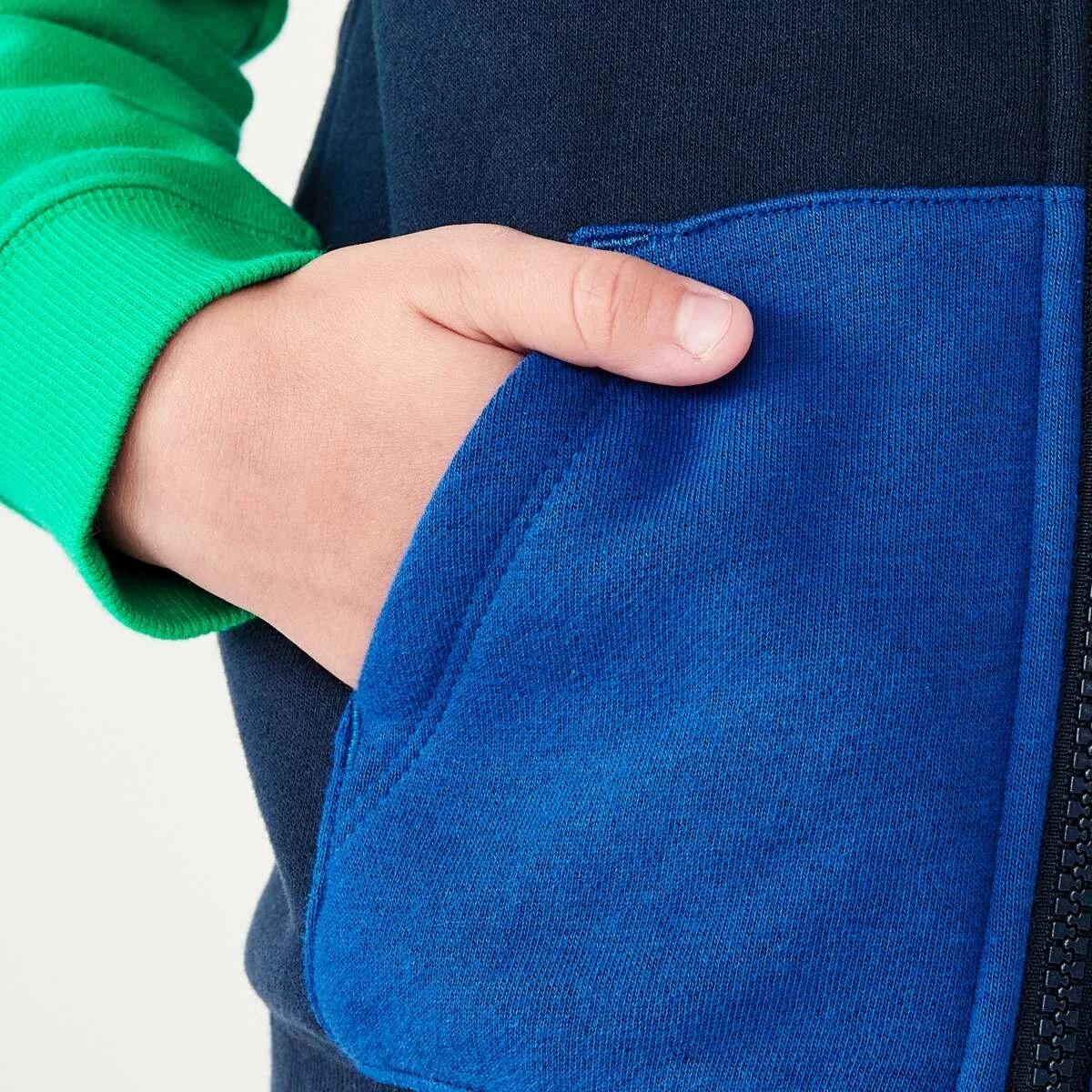 6 Colour Block Zip Front Hoodie Dress Navy, 6 of 10