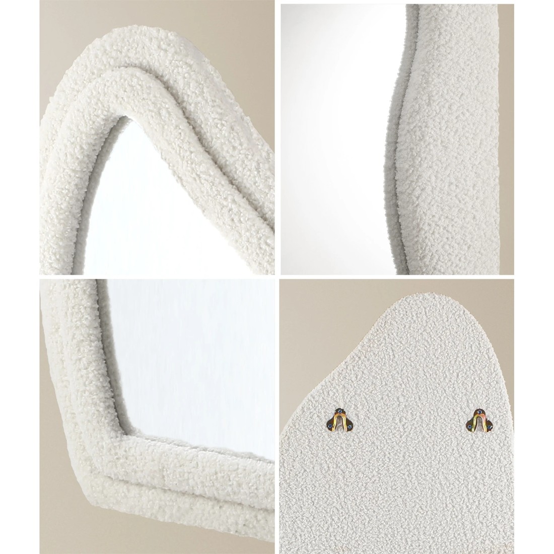 5 Oikiture Full Length Mirror Boucle Floor Mirrors Dressing Wall Mounted 160cm
 - White, 5 of 9