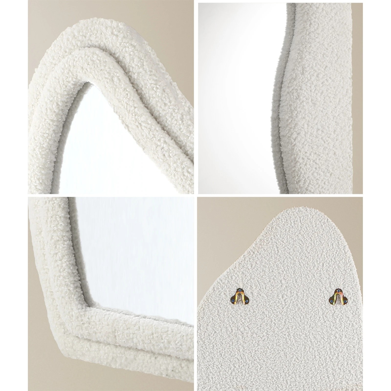 5 Oikiture Full Length Mirror Boucle Floor Mirrors Dressing Wall Mounted 160cm
 - White, 5 of 9