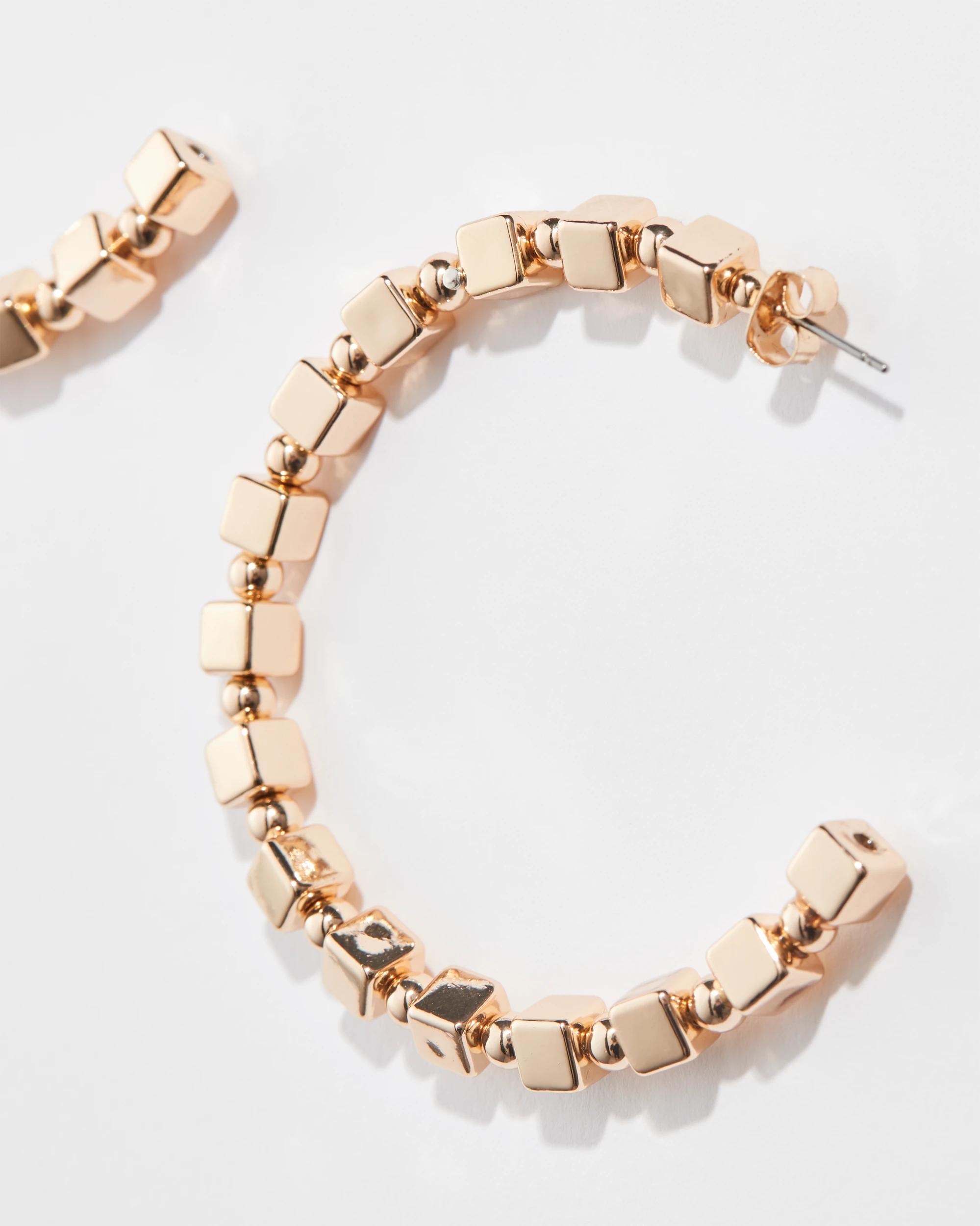 2 Target Large Beaded Hoop Earrings GOLD, 2 of 2