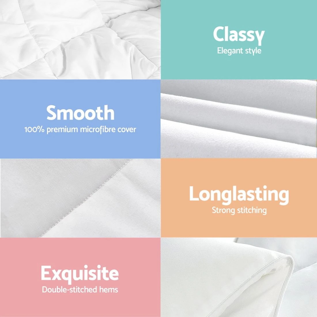 6 Giselle Bedding 400GSM Microfibre Bamboo Quilt Queen
 - Queen Bed
 - white, 6 of 8