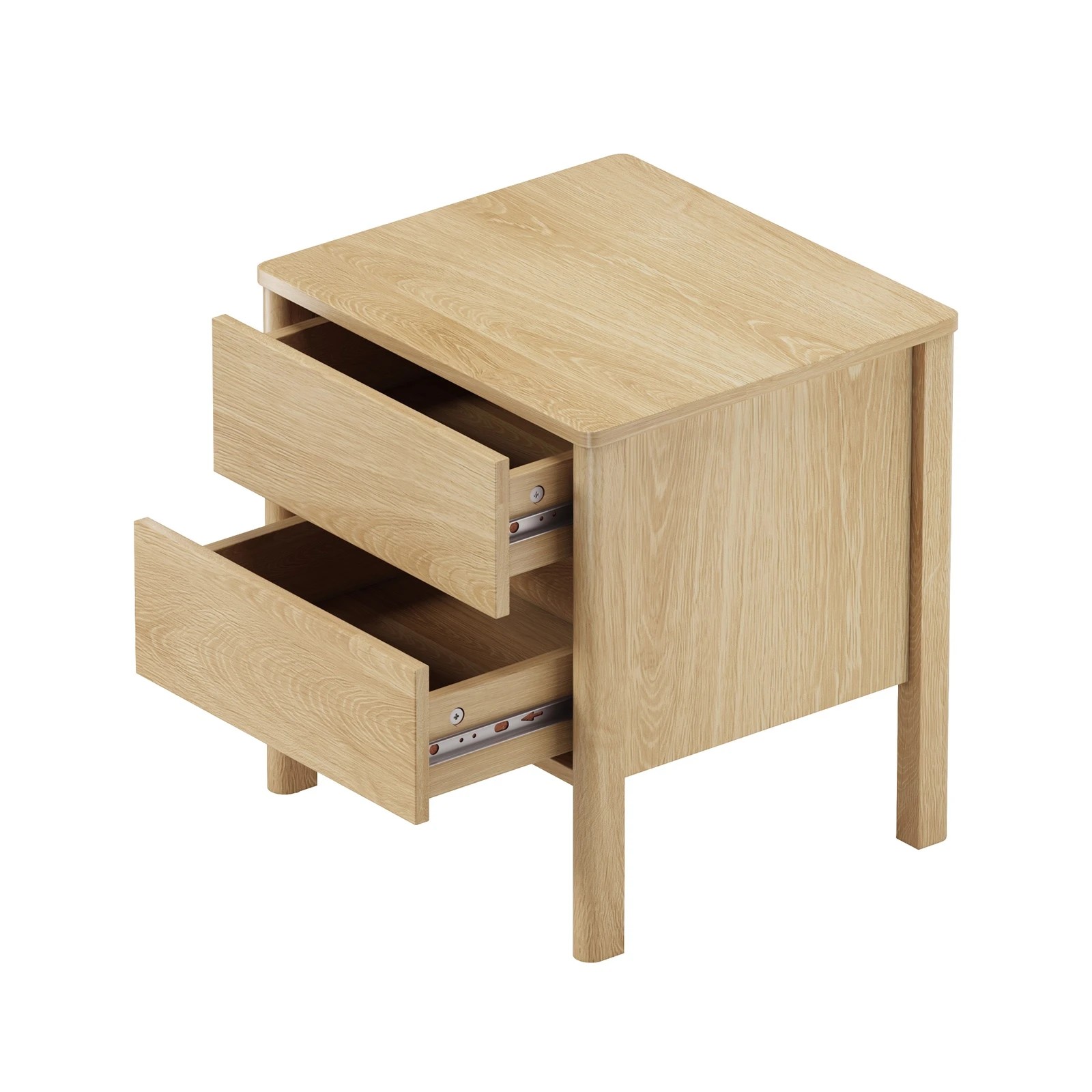 7 Oikiture Bedside Table 2 Drawers Side Table Nightstand Handle-free - Natural, 7 of 9