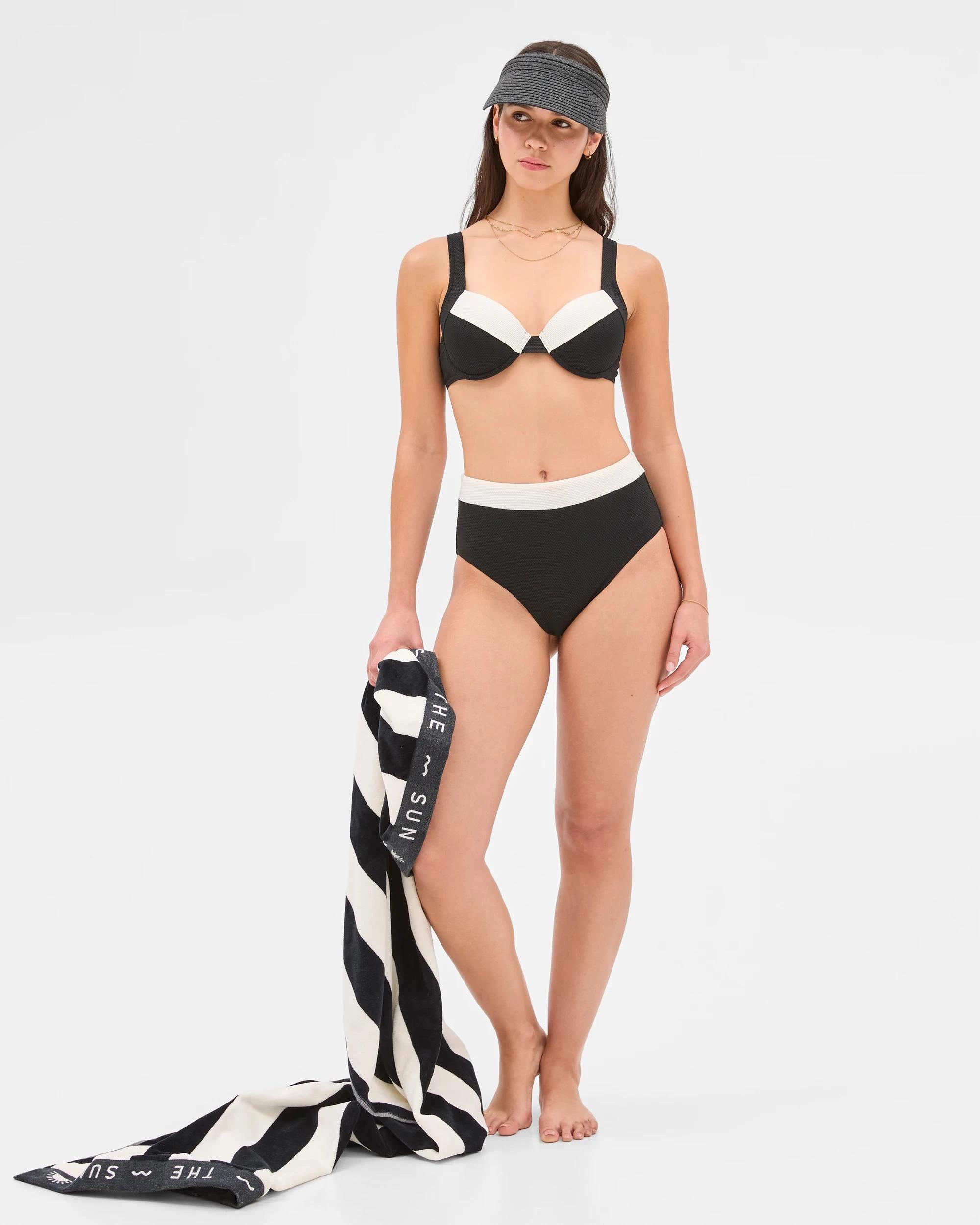 6 Target Resort High Waisted Honeycomb Bikini Bottoms - Shape Your Body BLACK / WHITE, 6 of 10