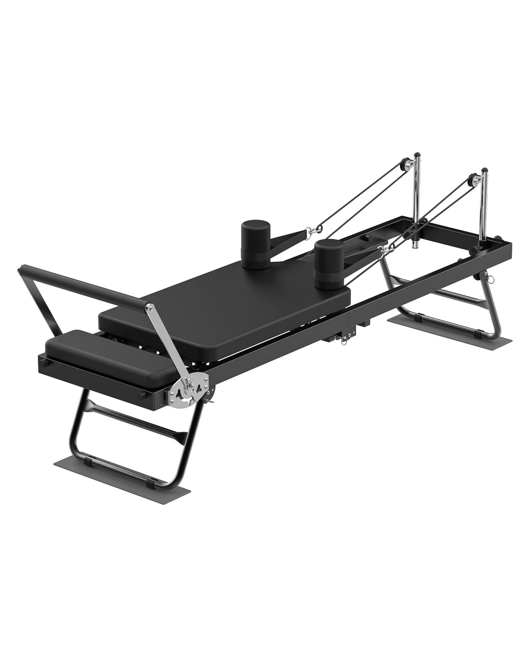 2 Advwin Foldable Pilates Reformer Machine Exercise Equipment with Wheels Black, 2 of 7