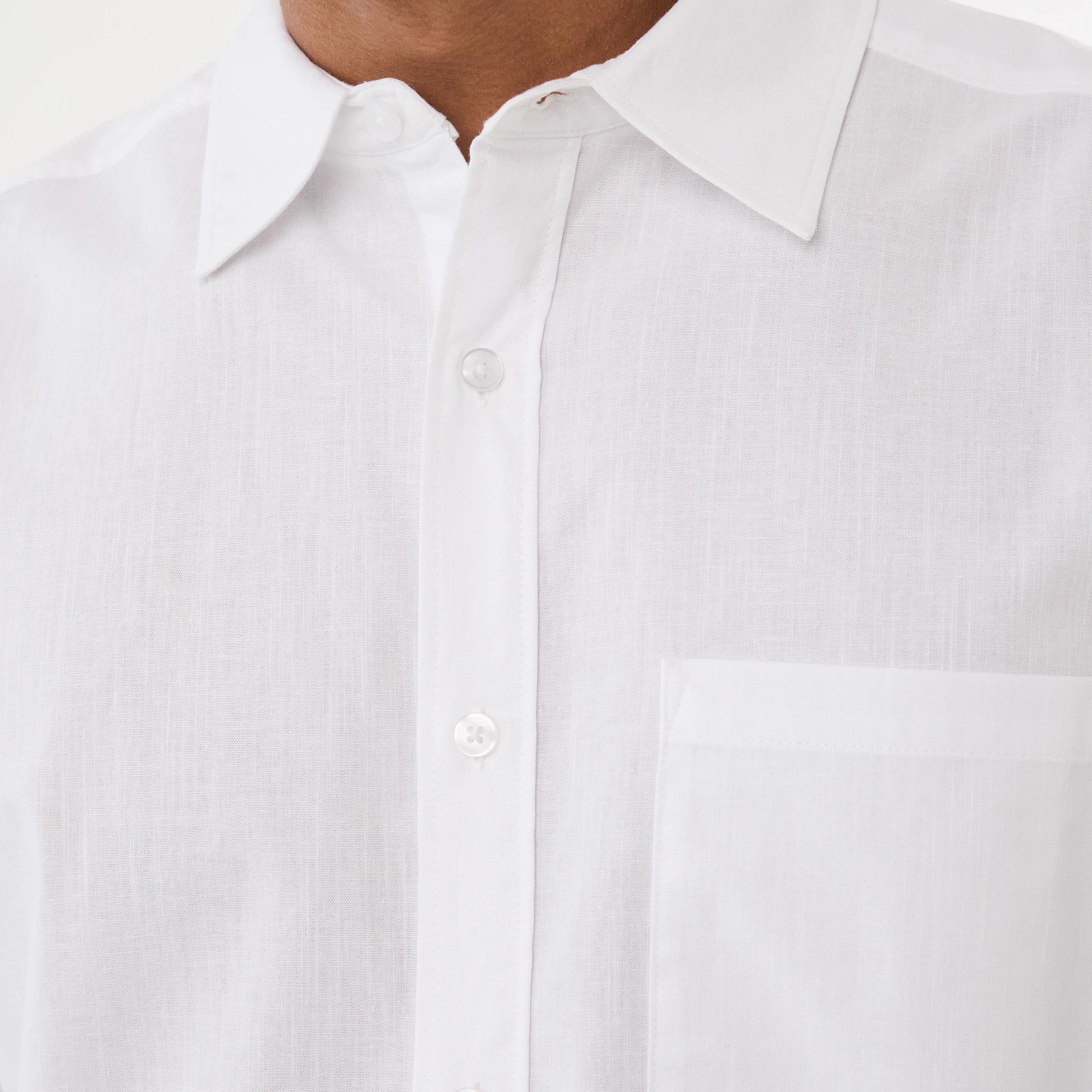 6 Long Sleeve Cotton Linen Shirt WHITE, 6 of 6