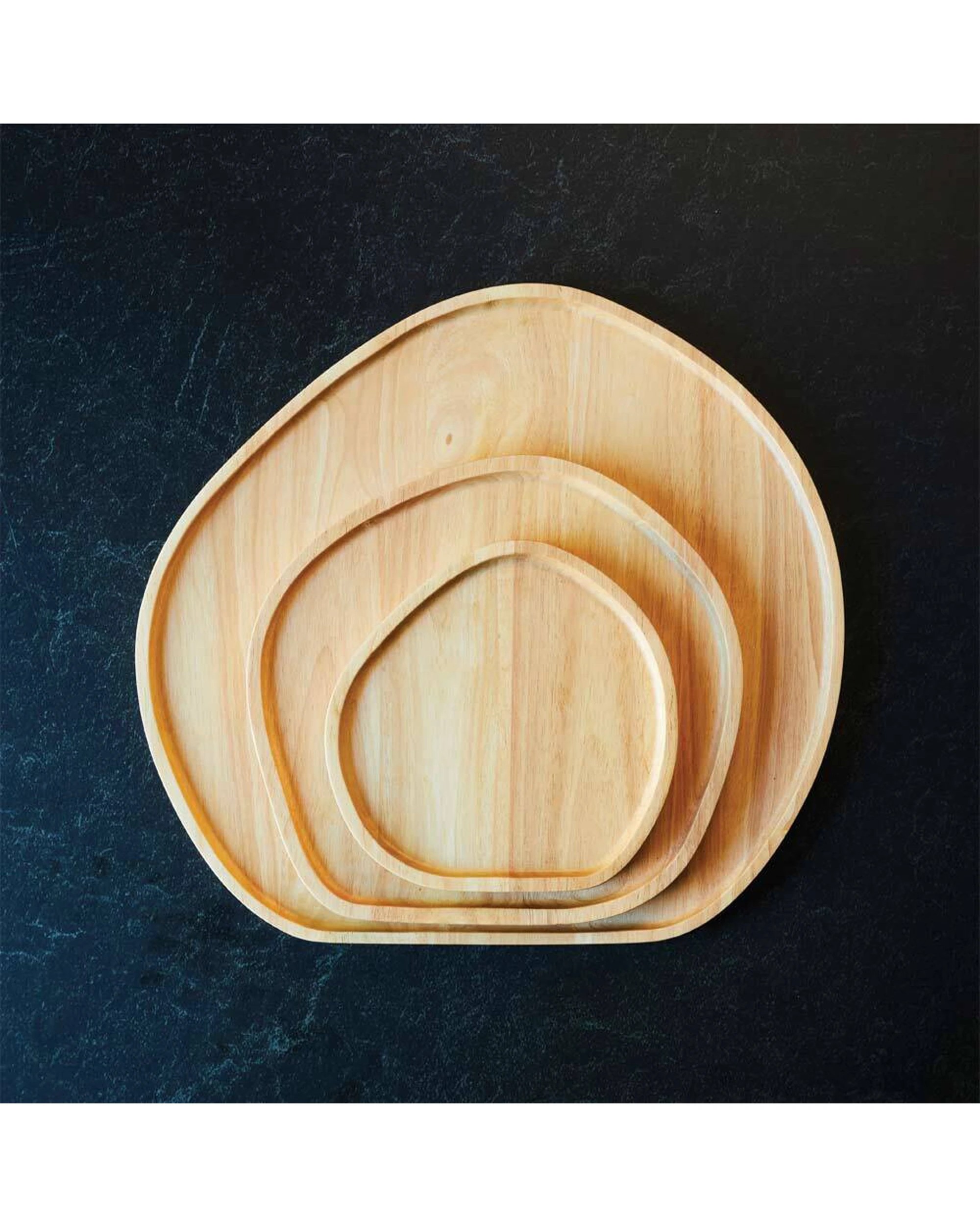 2 Stanley Rogers Rubberwood Platter Food Dessert Serving Plate Round Medium - Natural, 2 of 3