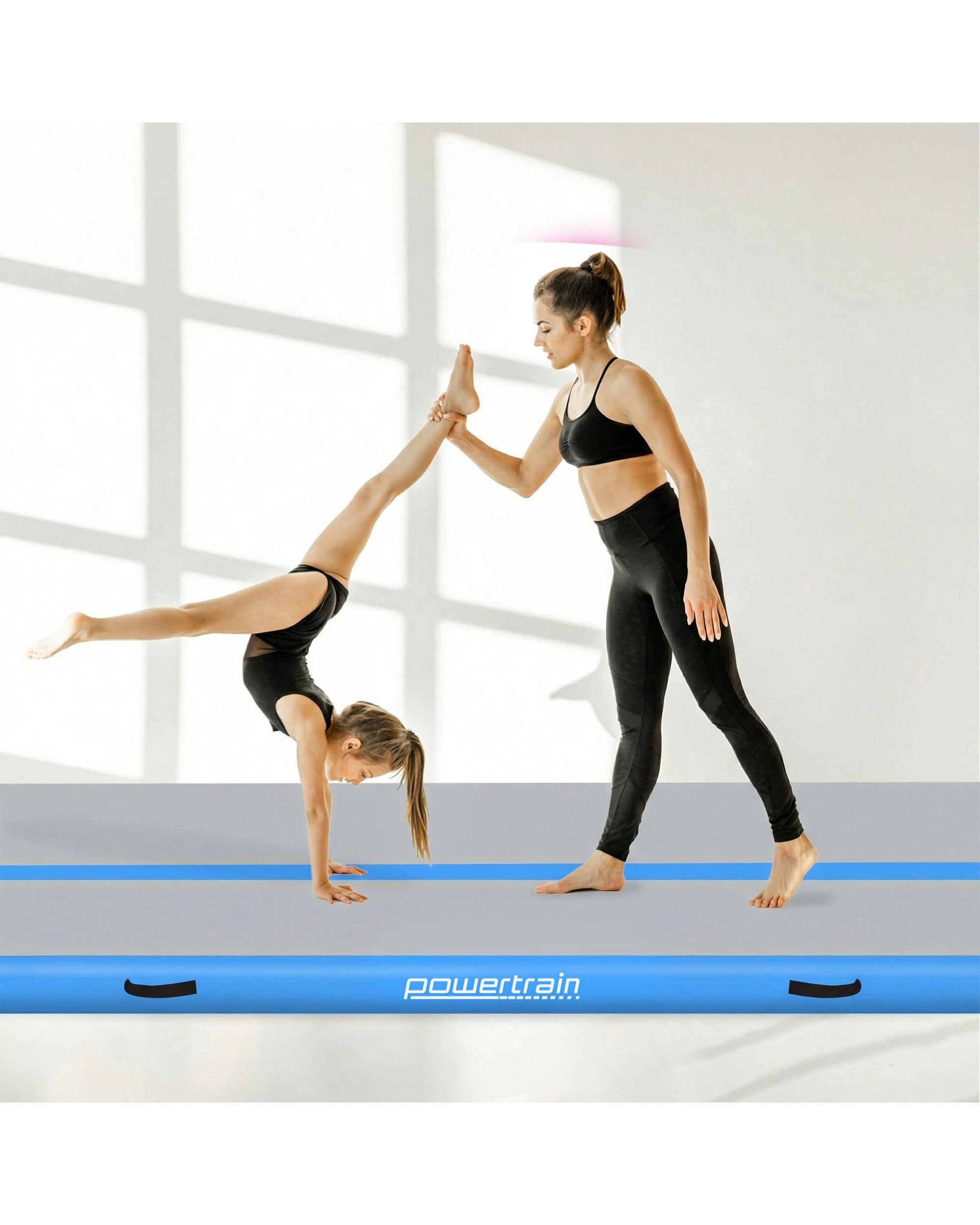 2 Powertrain 6M x 2M 20cm Air Track Gymnastics Tumbling Airtrack Exercise Yoga Mat Balance Beam Inflatable - Blue, 2 of 5