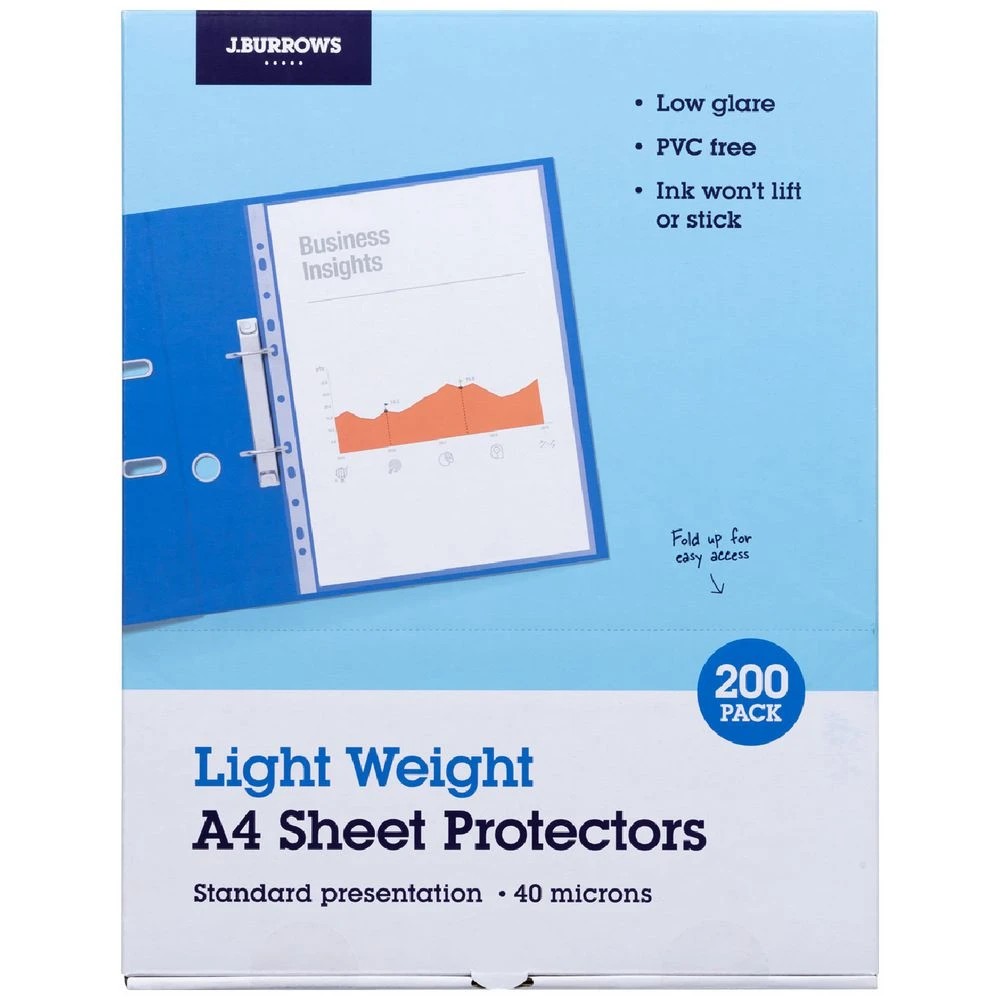 1 J.Burrows A4 Sheet Protector 40 Microns 200 Pack, 1 of 2