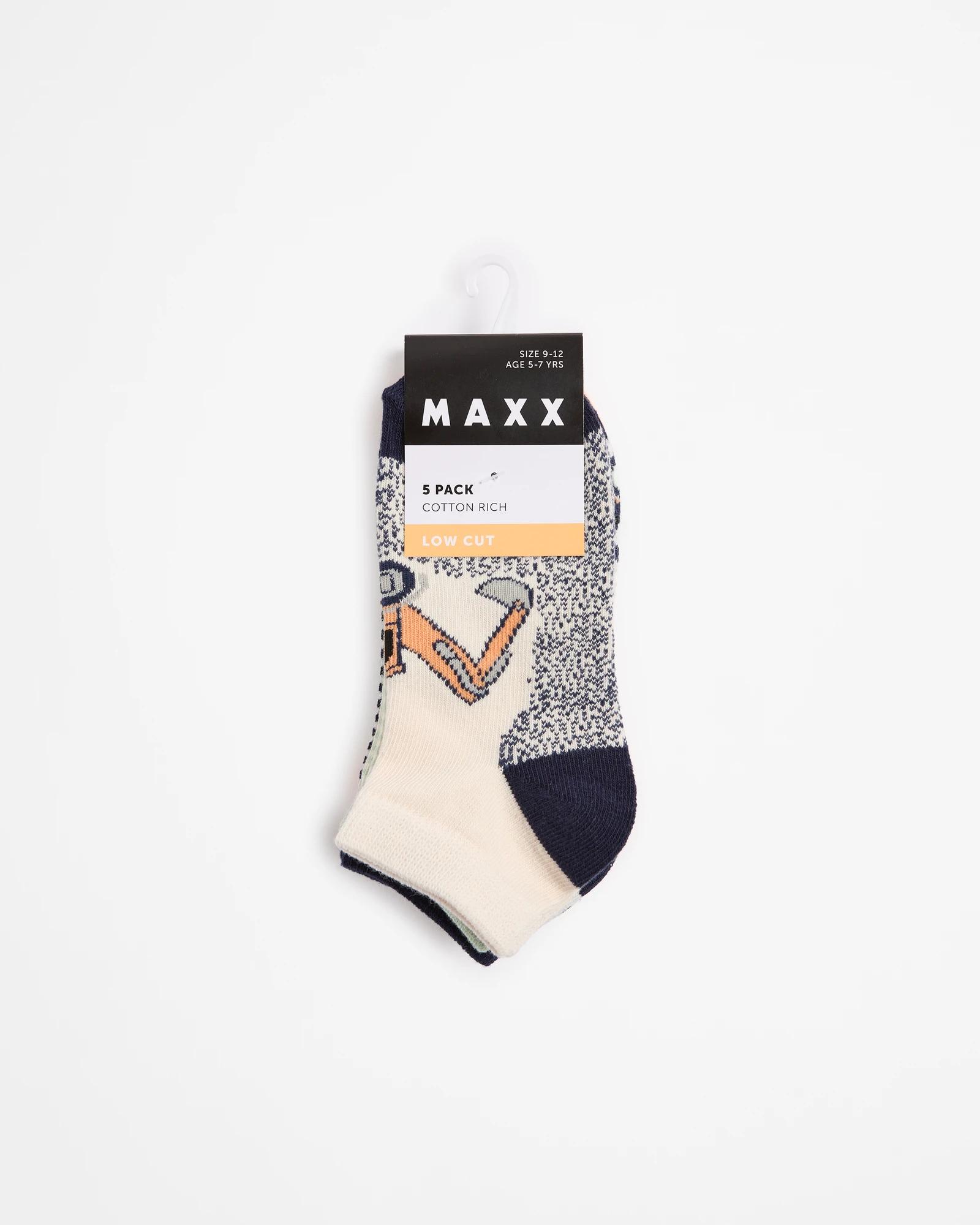 2 Boys Low Cut Socks 5 Pack - Maxx - Construction MULTI, 2 of 3