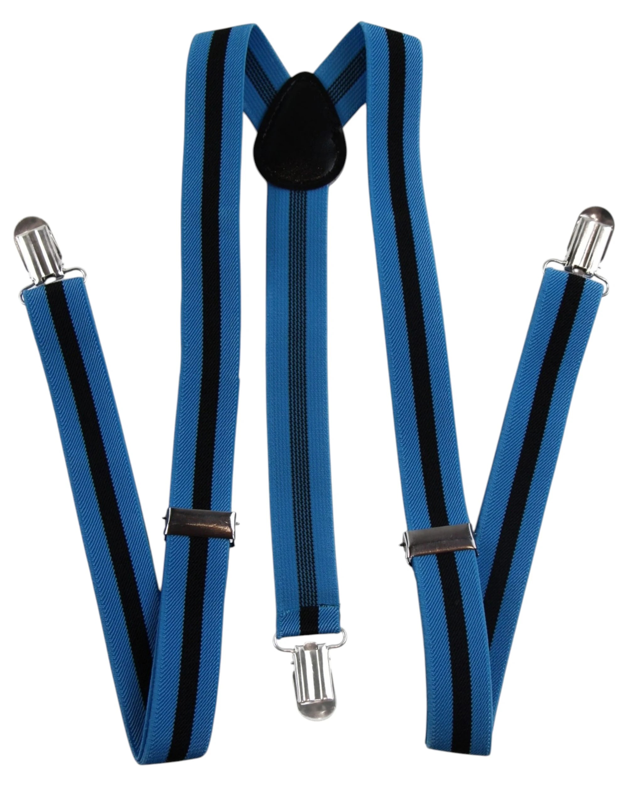 3 Zasel Mens Adjustable Light Blue & Black Striped Patterned Suspenders - Multi, 3 of 5