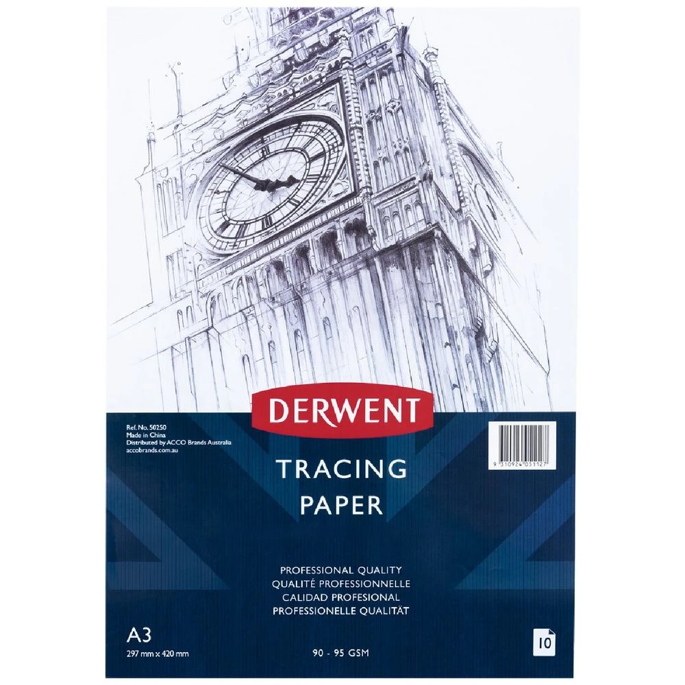 1 Derwent A3 90gsm Tracing Paper Pad 10 Sheets, 1 of 1