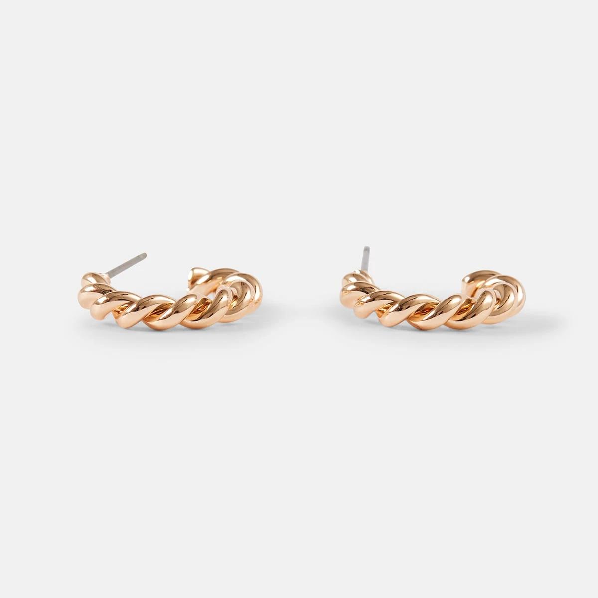5 6 Pack Chunky Mini Hoop Earrings Gold, 5 of 9