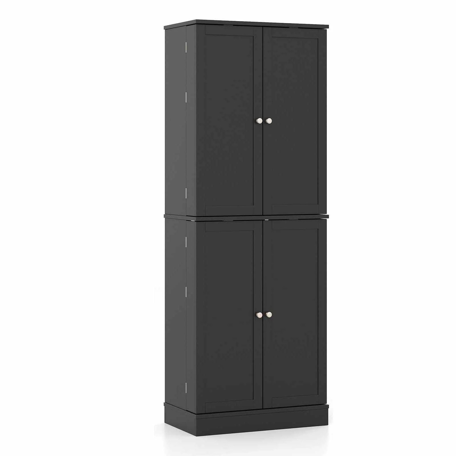 1 Costway 167CM Cupboard w/16 Door Shelves Adjustable Shelves Kitchen Pantry Cabinet - Black, 1 of 4