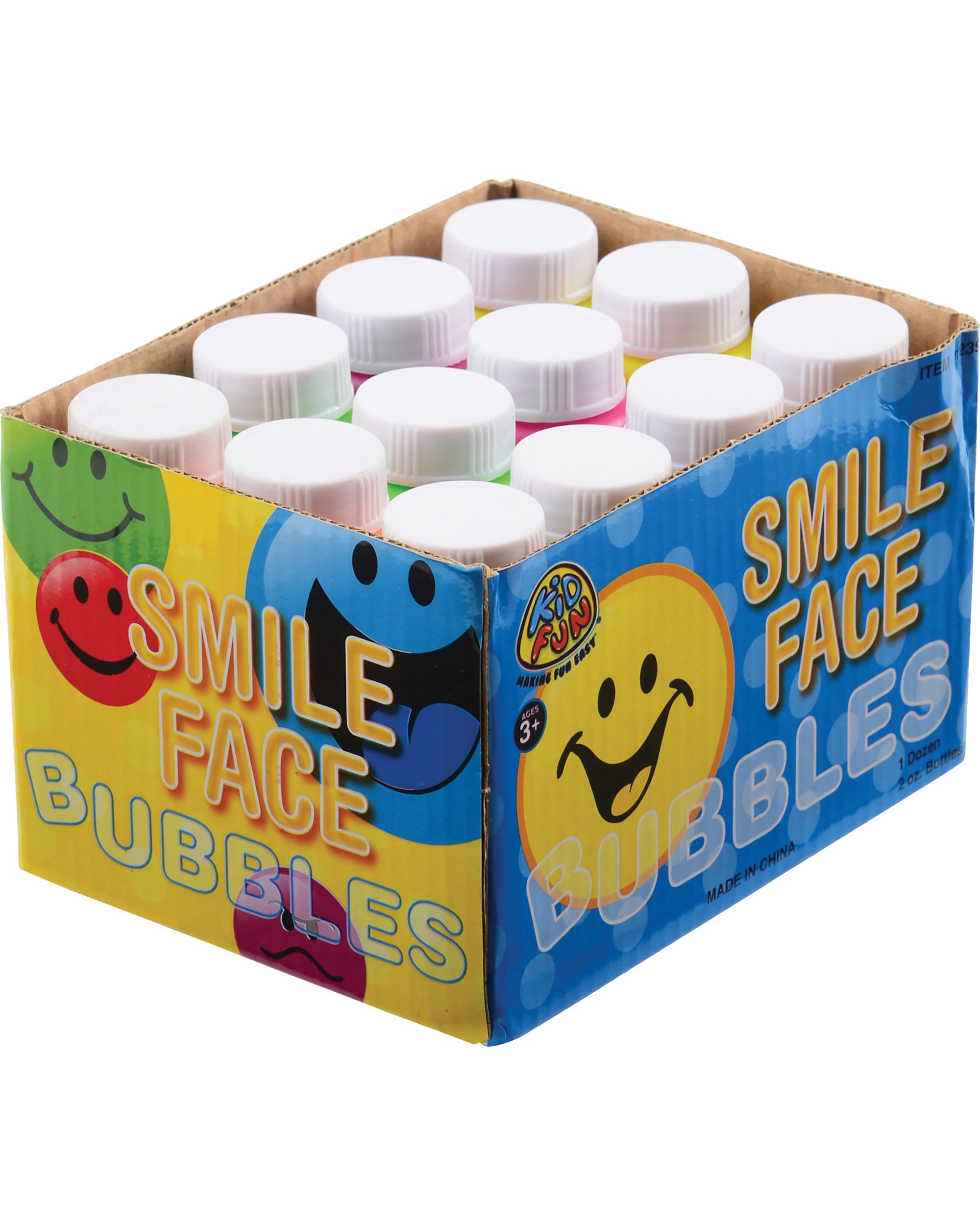 2 US Toy Smiley Face Bubble Bottles Pack of 12 - Multi, 2 of 2