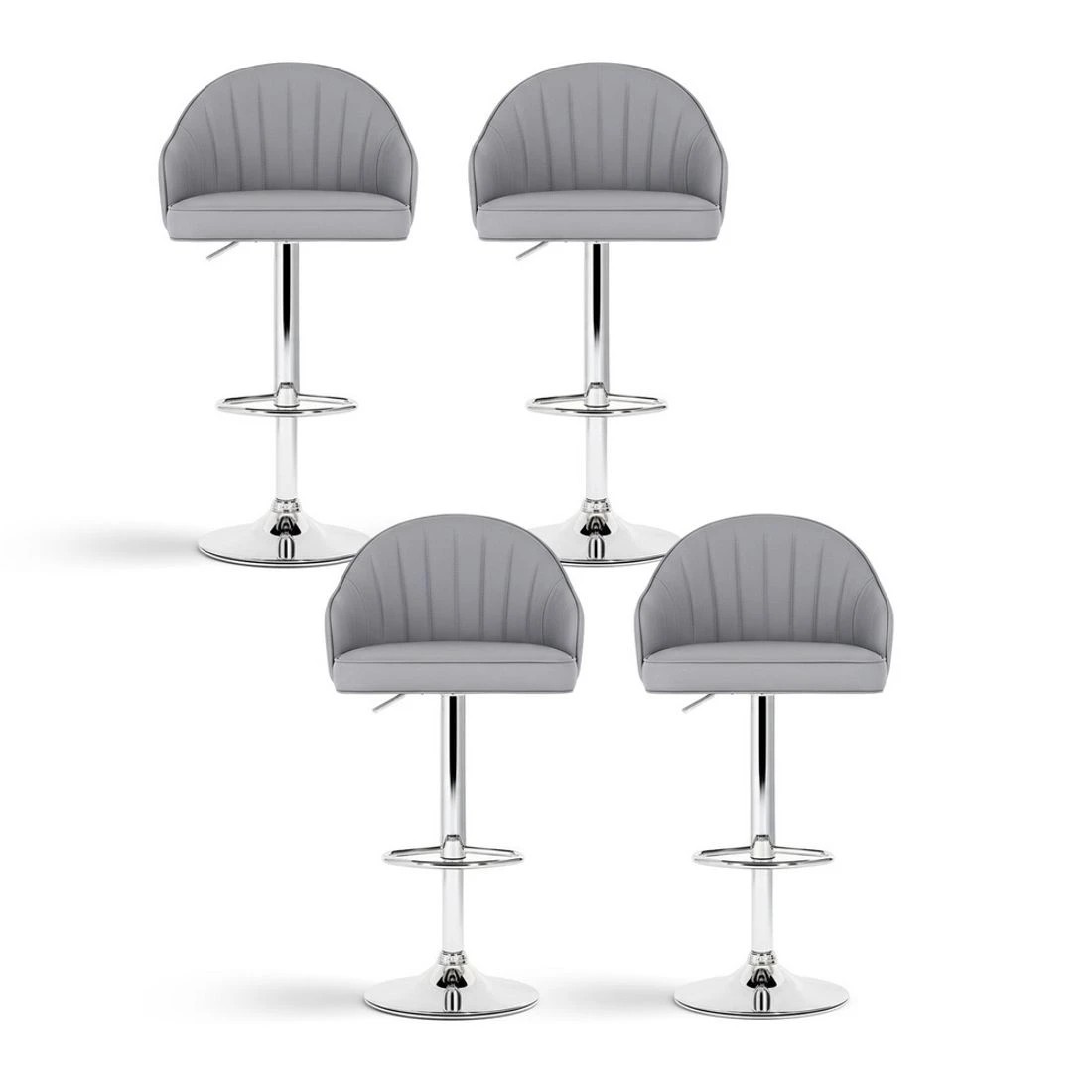 3 Artiss 4x Bar Stools Kitchen Swivel Gas Lift Counter Chair Shell Leather - Grey, 3 of 6