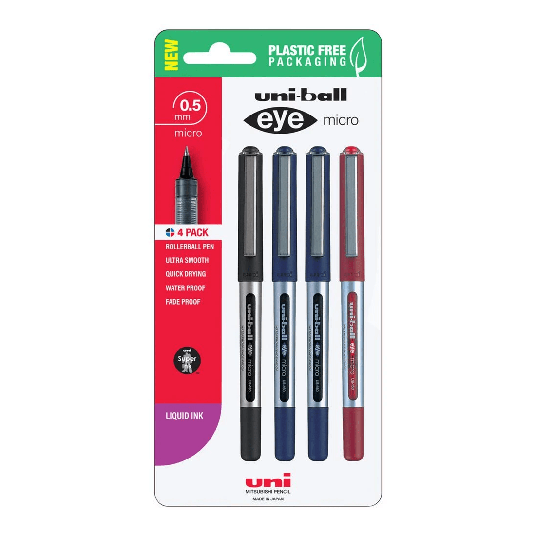 1 Uni-Ball Eye Micro Rollerball Pens Assorted 4 Pack, 1 of 6