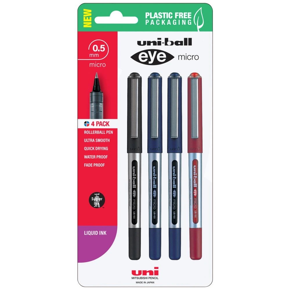 1 Uni-Ball Eye Micro Rollerball Pens Assorted 4 Pack, 1 of 6