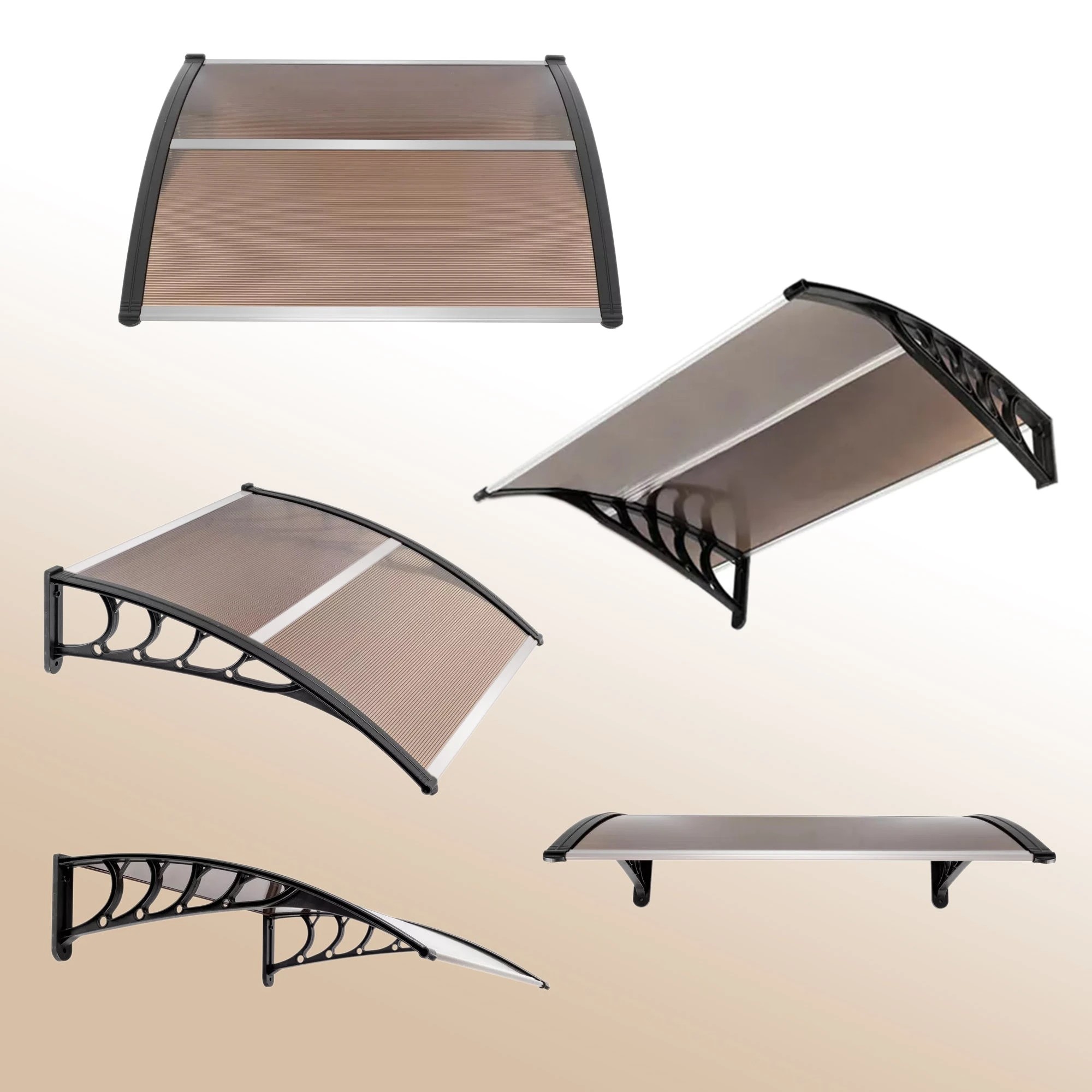 4 Elora Window Door Awning 1x1.2m Outdoor Awning Canopy Shelter Rain Cover Patio, 4 of 8