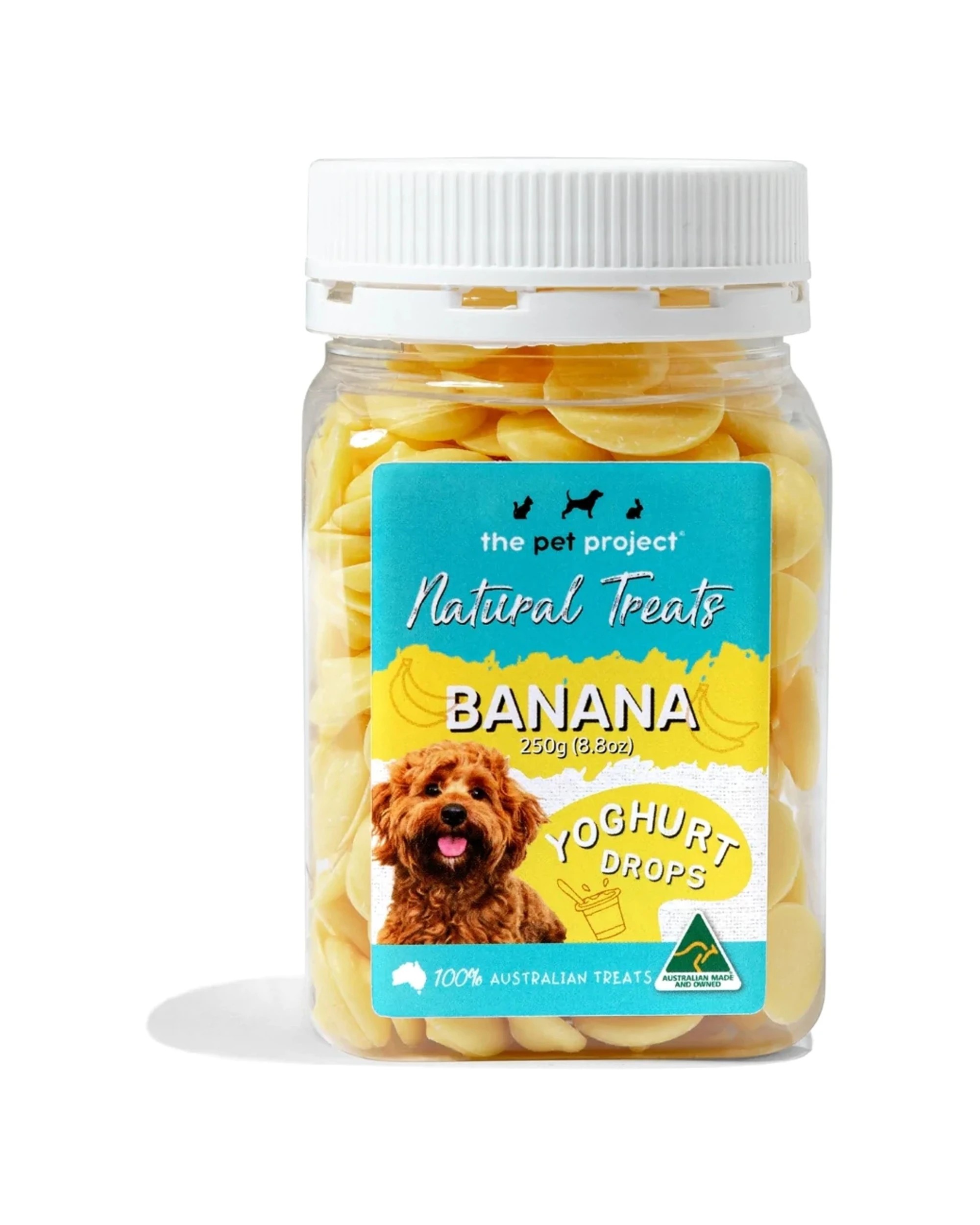 1 The Pet Project Yoghurt Drops Banana Dog Treat 250g Australian Made - Yellow, 1 of 3