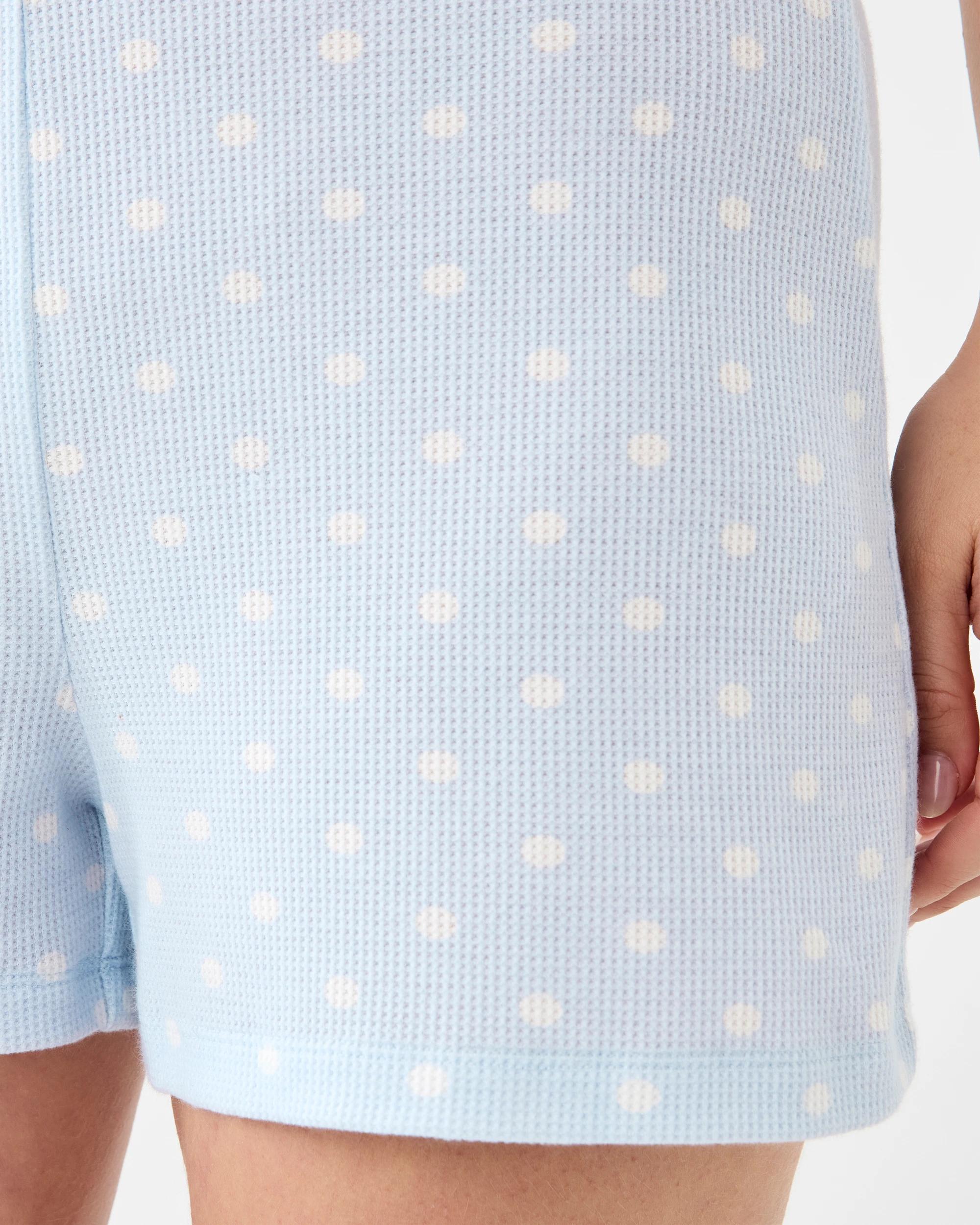 5 Lace Trim Waffle Shorts Blue Dots, 5 of 6