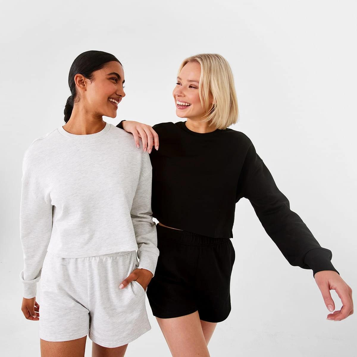 10 Active Womens Cropped Crew Neck Relaxed Sweatshirt White Marl, 10 of 10