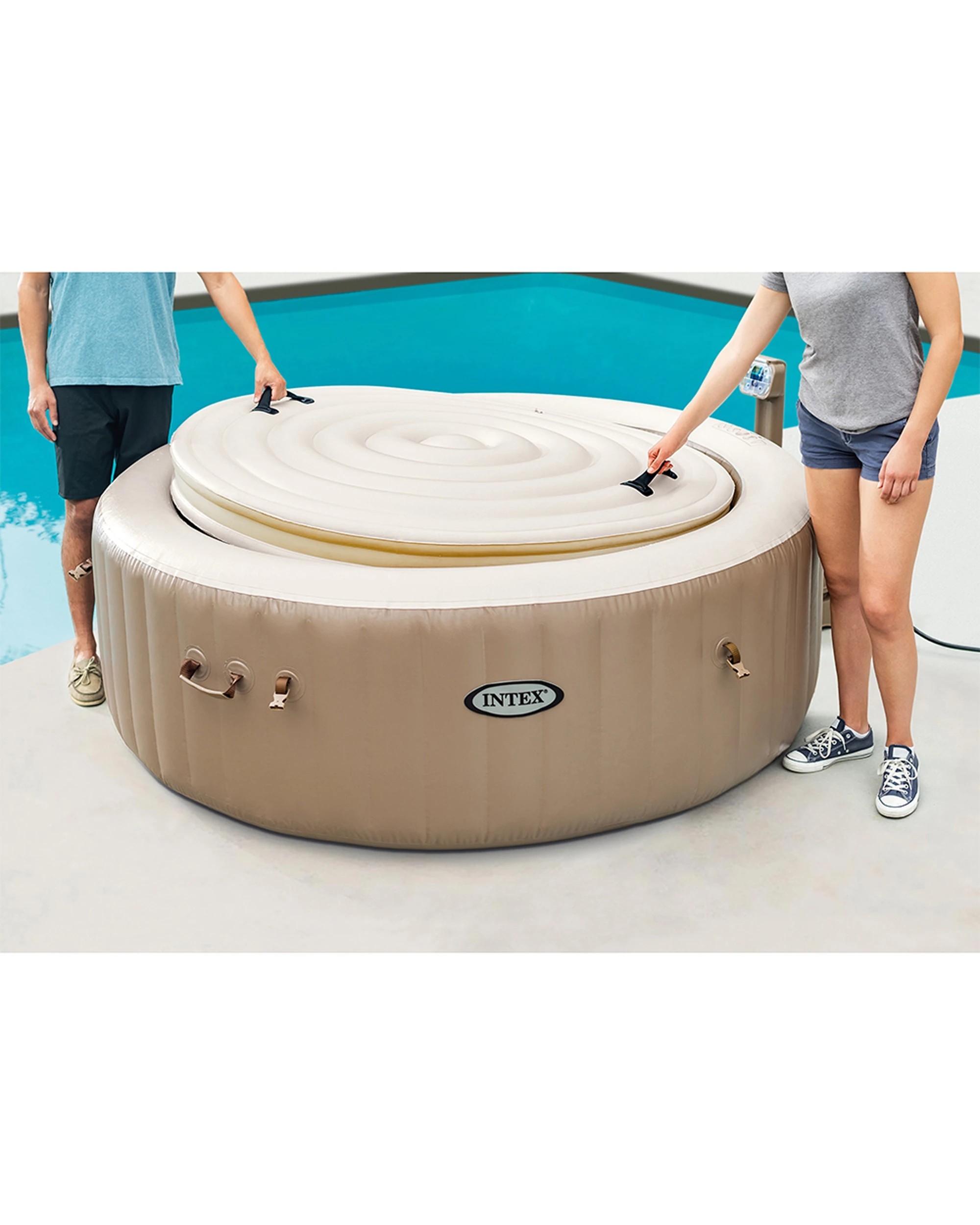 3 Intex Energy Efficient Cover For Inflatable Outdoor Spa - Beige, 3 of 7