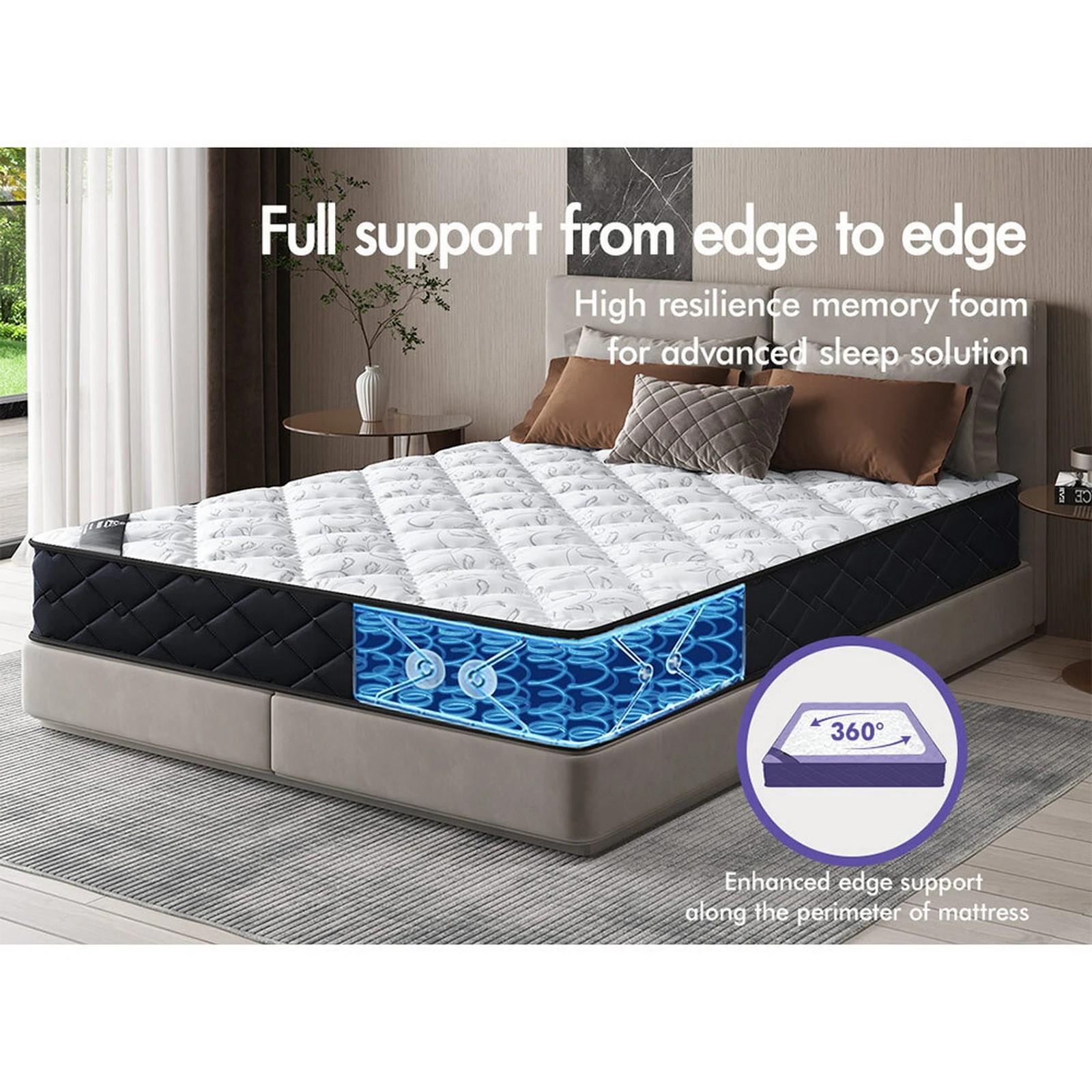 2 Starry Eucalypt Mattress Bonnell Spring Tight Top Foam 16cm Mylah - King Bed, 2 of 10