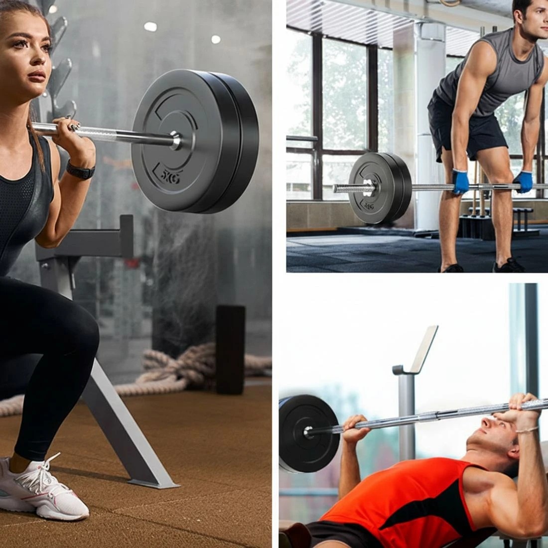 6 Everfit 28kg Barbell Set Weight Plates Bar Lifting Bench 168cm - Multi, 6 of 6