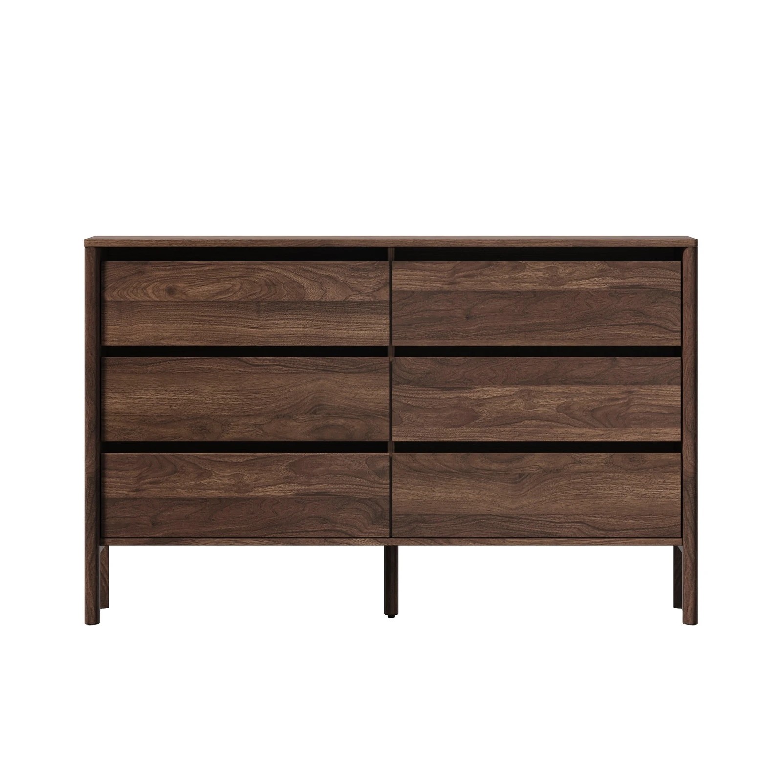 6 Oikiture 6 Chest Of Drawers Dresser Lowboy Storage Handle-Free Bedroom - Brown, 6 of 8