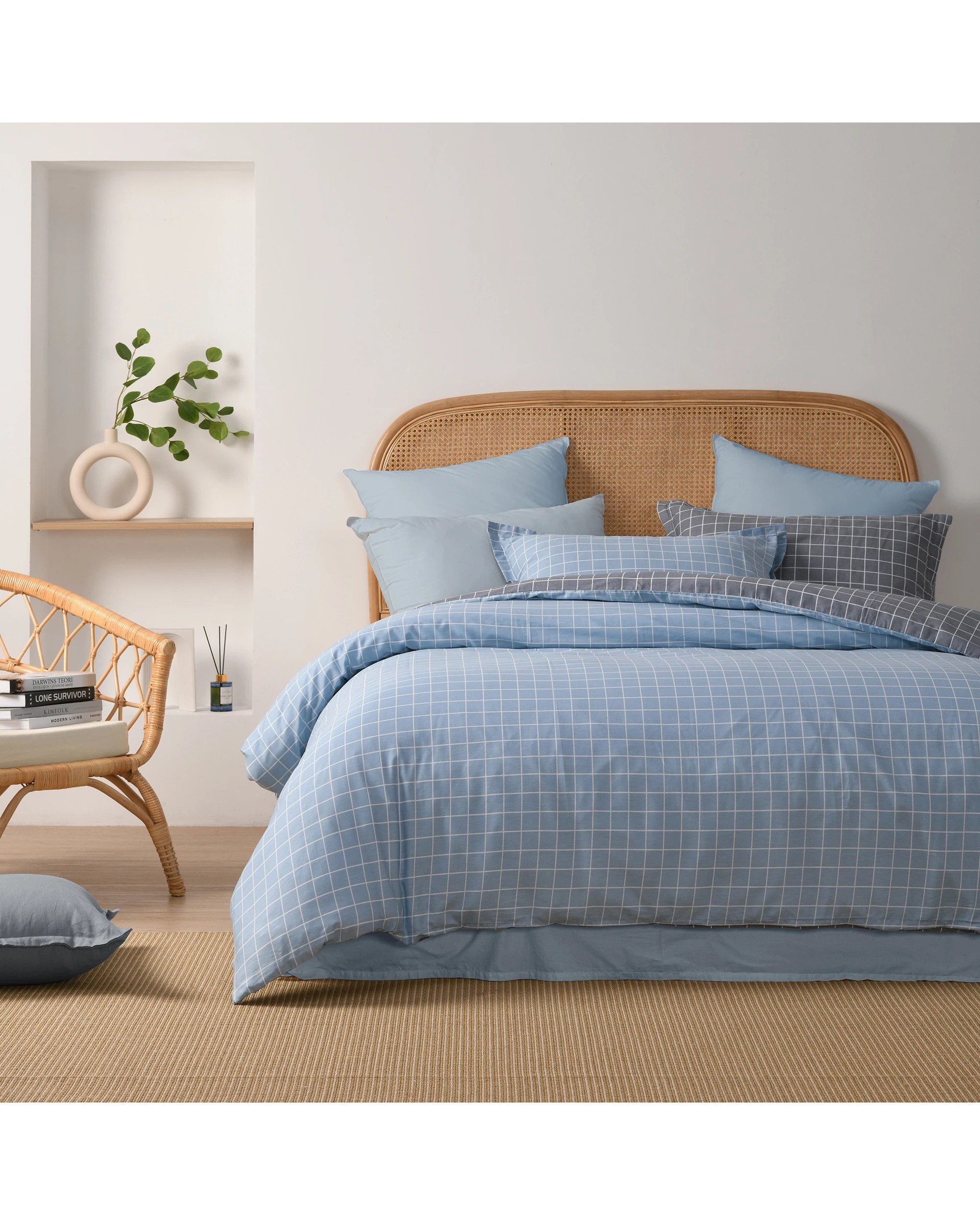 2 Dreamaker Luca 100% Cotton Reversible Quilt Cover Set - King Bed - Grey, 2 of 8